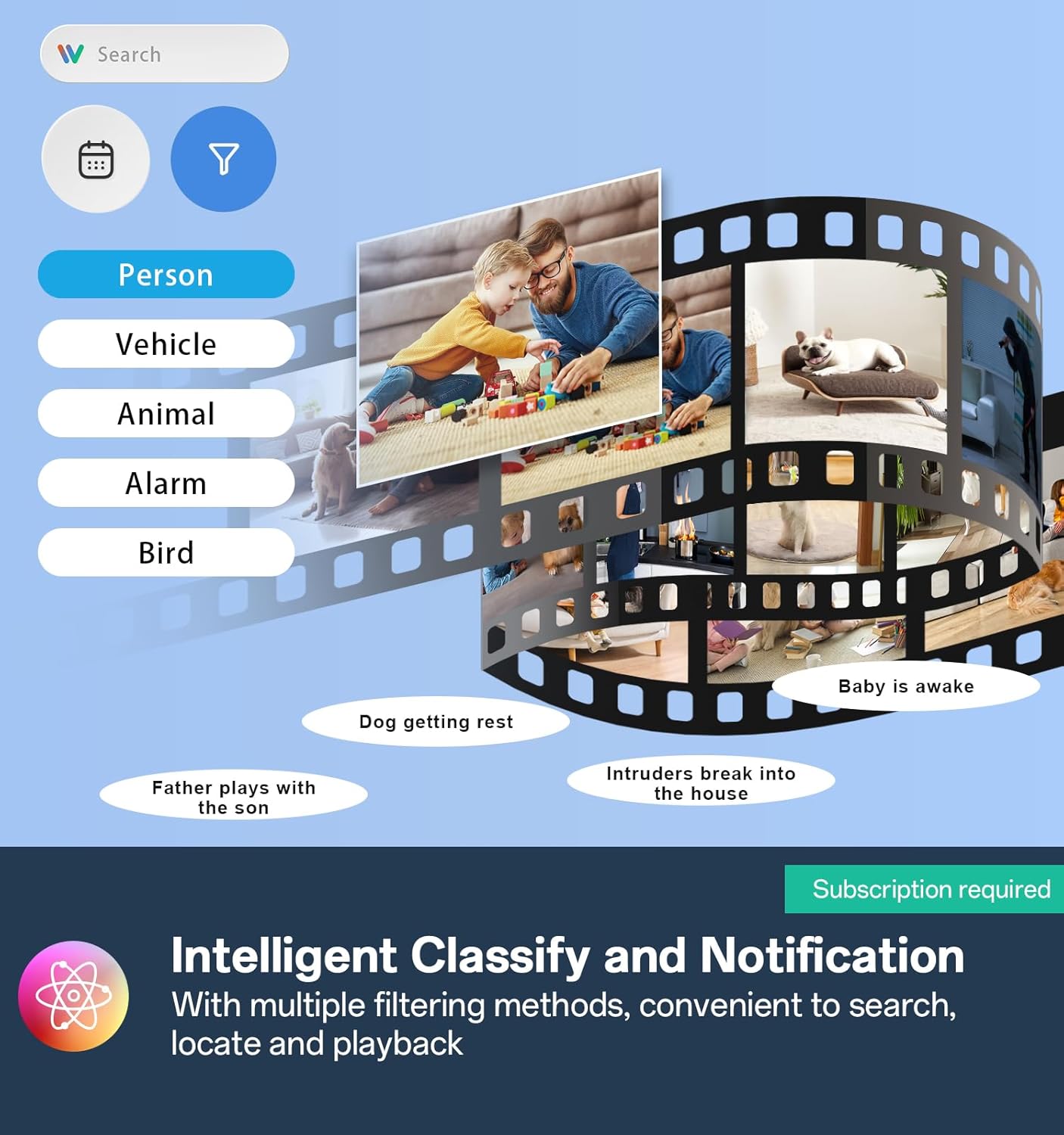 Security Cameras Indoor, 2K 5G&2.4Ghz WiFi Camera for Security Home with 911 Monitor Alert, 360 PTZ Baby/Pet/Dog Camera AI Search Motion Detection, Color Night Vision, Speaker, US Cloud Storage, 2Pack