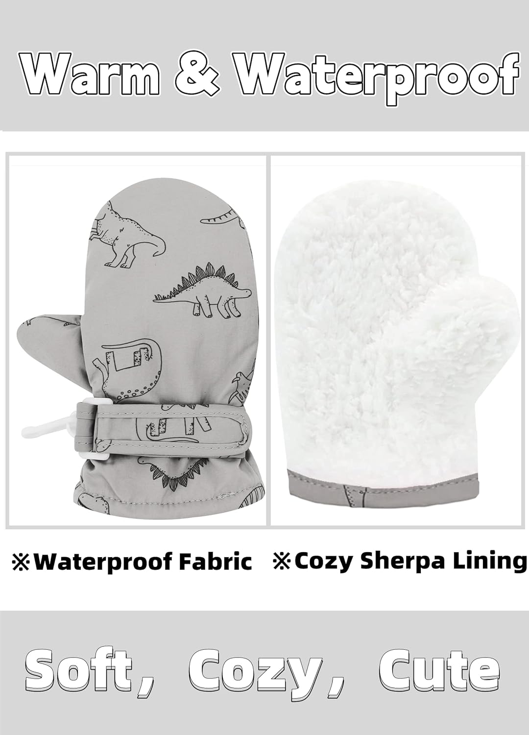 Toddler Gloves Kids Mittens Winter Warm Lined Fleece Gloves Waterproof Snow Baby Mitten for Boys Girls