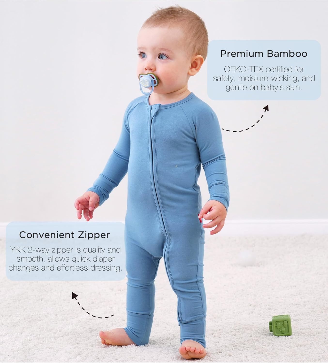 Baby One-Piece Romper Footless Bamboo Viscose Pajamas Sleepers for Baby Boys and Girls