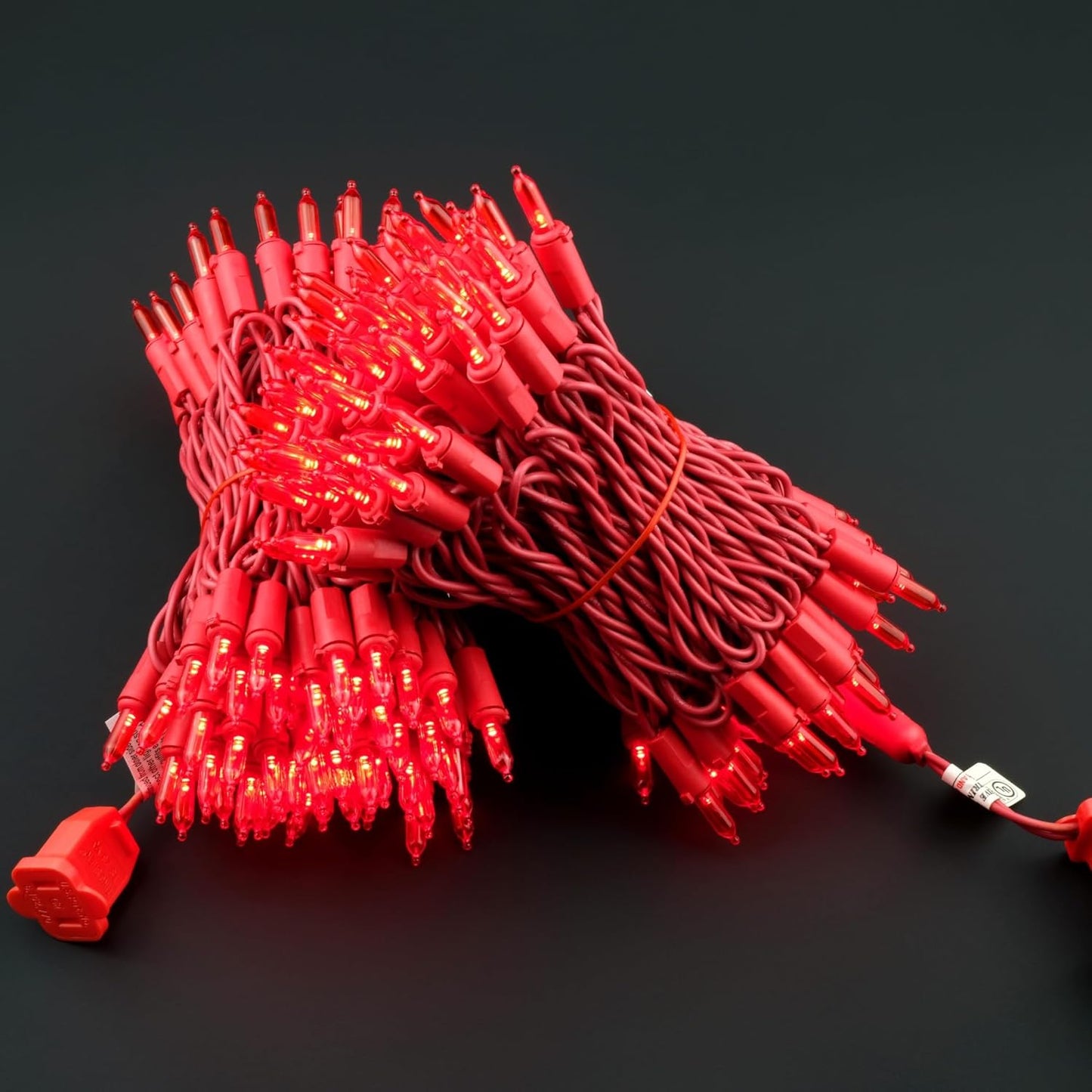 YULETIME 200 Red LED Christmas Lights with Red Wire, Pack of 2 Strands 33 Feet 100 Lights UL Certified Holiday String Light Set