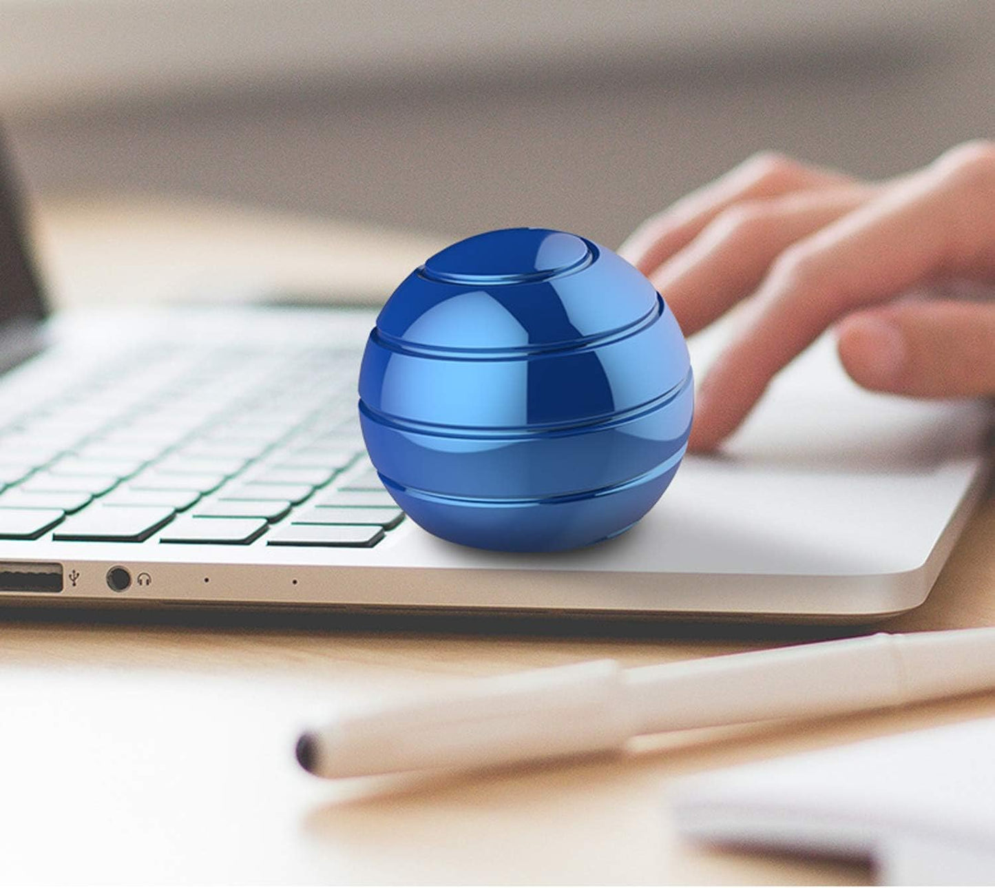 Kinetic Desk Toy,Optical Illusion Metal Fidget Spinning Ball,Office Executive Stress Relief Spinner Toys for Adults & Kids