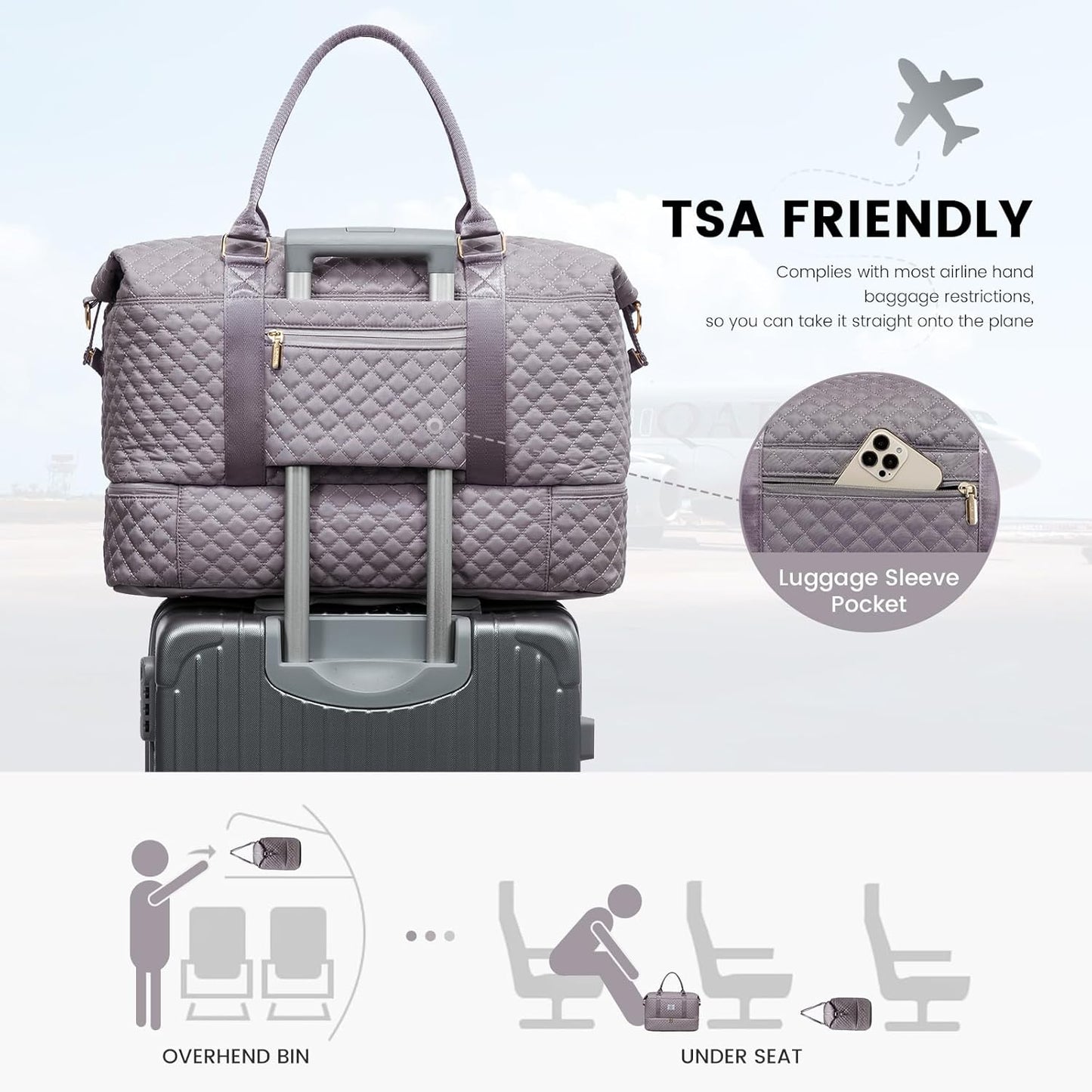 LOVEVOOK Travel Duffle Bag,Weekender Bags for Women with Shoe Compartment，Carry on Overnight Bag with Toiletry Bag,Gym Duffel Bag with Wet Pocket, Hospital Bags for Labor and Delivery