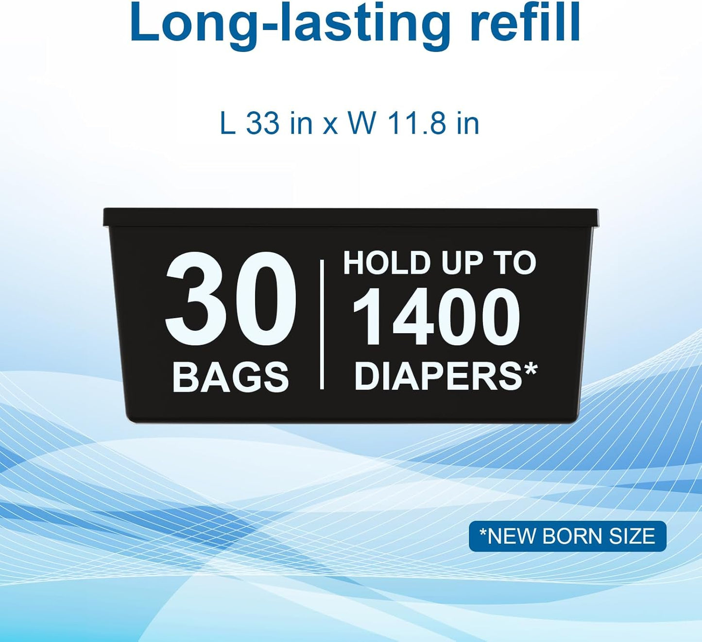 Diaper Refill Bags Compatible with Genie Easy Roll & Platinum Diaper Pails, 7-Layer Odor Control, Extra Thick, 4-pack (120 Bags), Holds up to 5600 Newborn Diapers