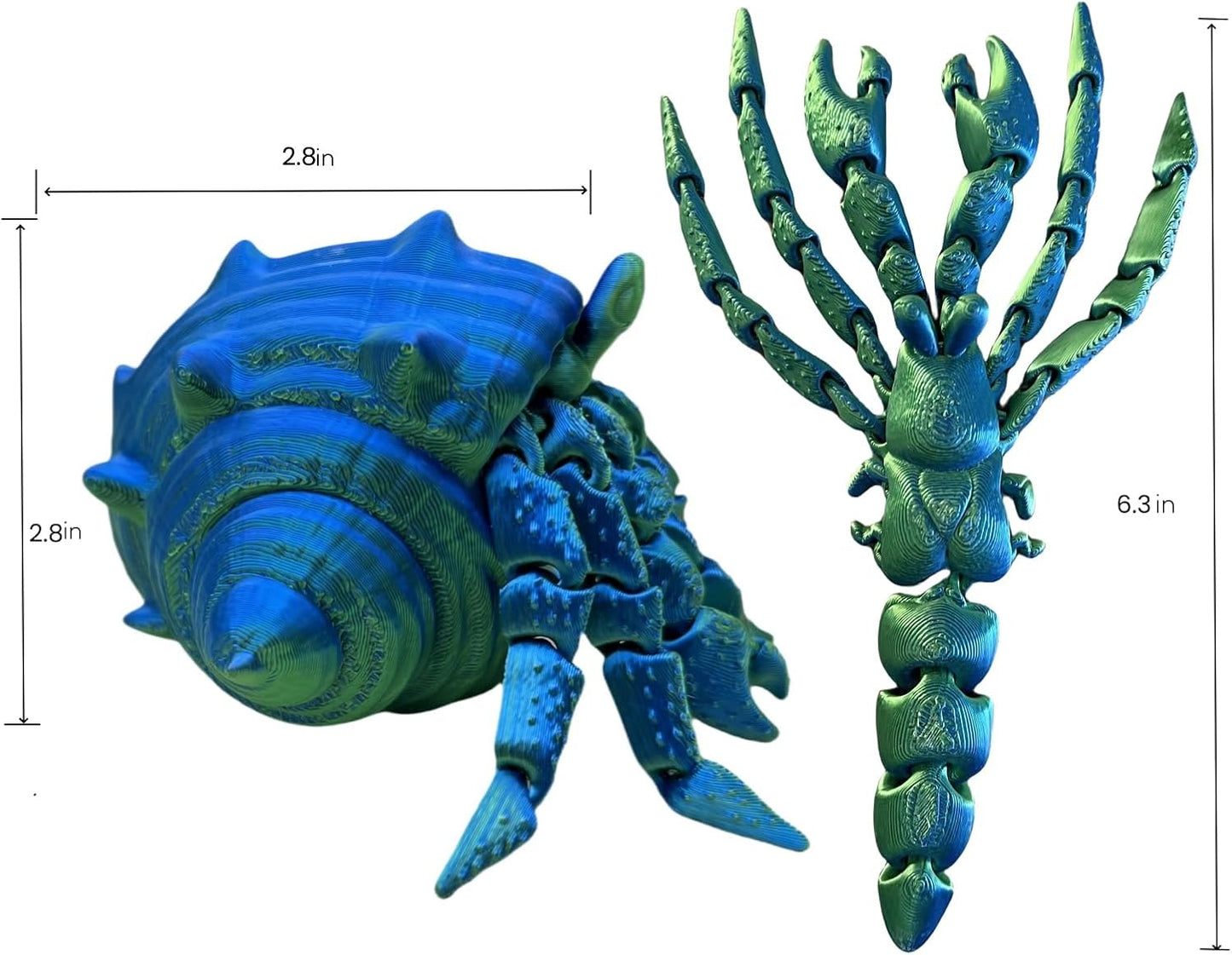 3D Printed Hermit Crab, Hinged Color Tabletop Toy, Fidget Toy Adult, Deep Sea Creature Model Toy, Home Office Decoration