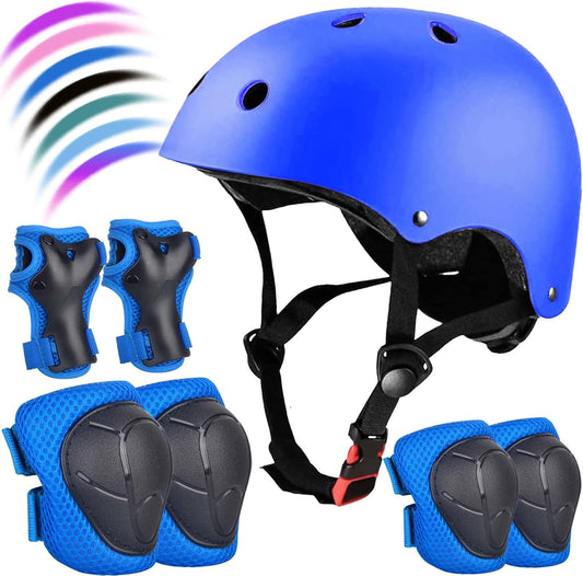 Kids Bike Helmet Set Adjustable for Children, Boys, Girls and Teenagers Aged 3-8 Years Includes Elbow, Knee, Wrist Guards Children's Helmet Protection Set for Bikes SkateboardsRollerskates