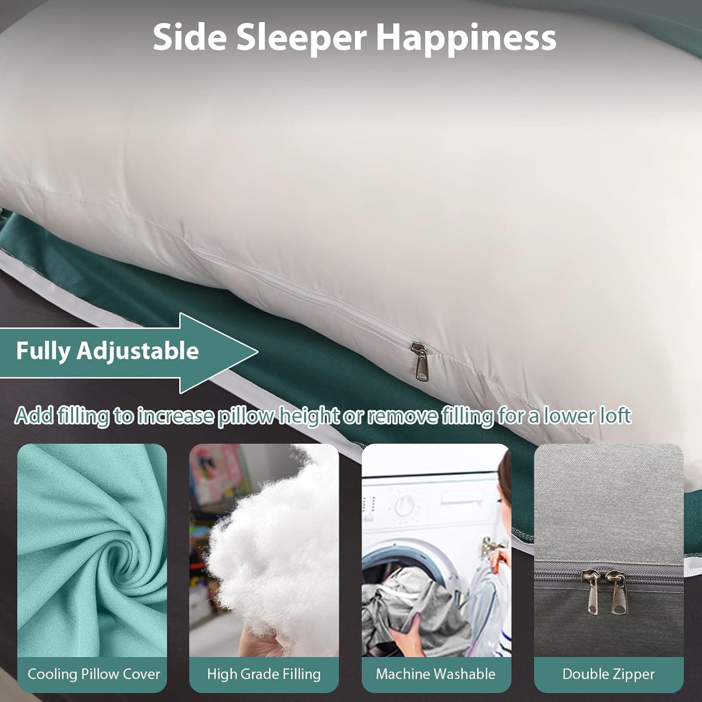 BATTOP Pregnancy Pillows for Sleeping,Full Body Maternity Pillow with Removable Cover,Support for Back,HIPS,Legs,Belly for Pregnant Women,Pregnancy Must Haves