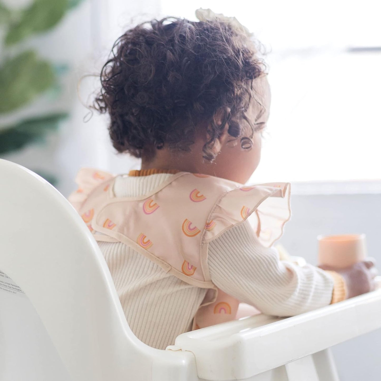 Tiny Twinkle Mess Proof Baby Bib - Waterproof & Lightweight Baby-Led Weaning Apron | 100% Recycled Polyester, Easy Clean & Machine Washable (Boho Rainbow, Small 6-24 Months)