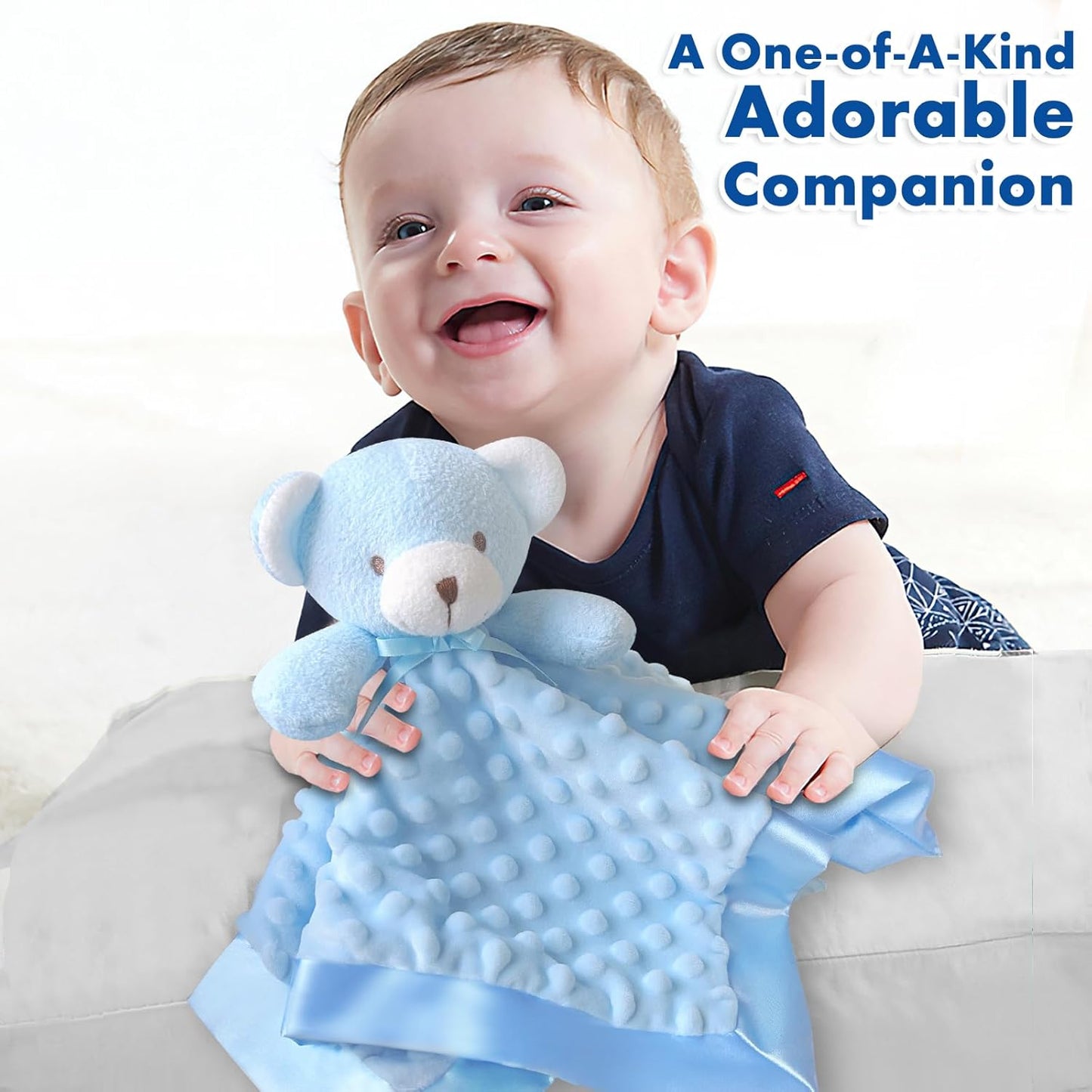 Loveys for Babies, Soft Baby Security Blanket Lovies for Babies, Stuffed Animals Blankie for Newborn Infant with Baby Snuggle Toy, Boys Gilrs Gifts Blue Bear Security Blanket 16 Inch
