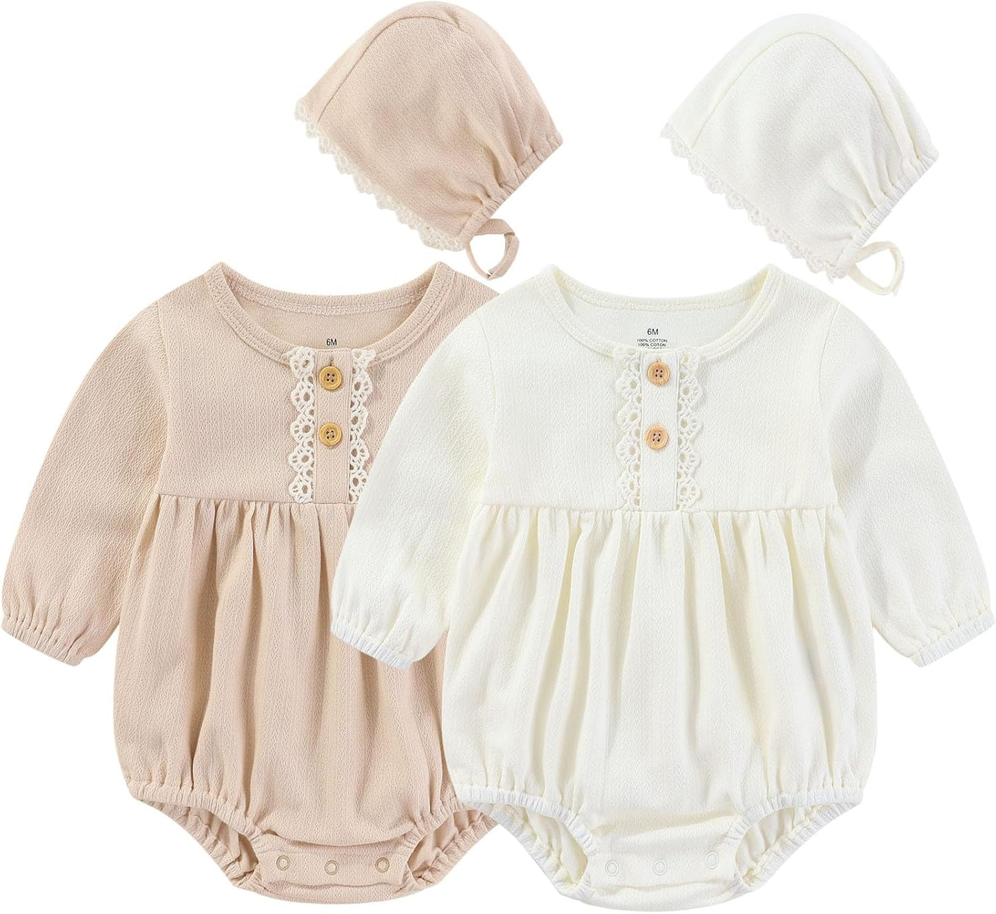 Baby Girl Clothes Cotton Bubble Romper Floral Bodysuits Infant Outfit Set