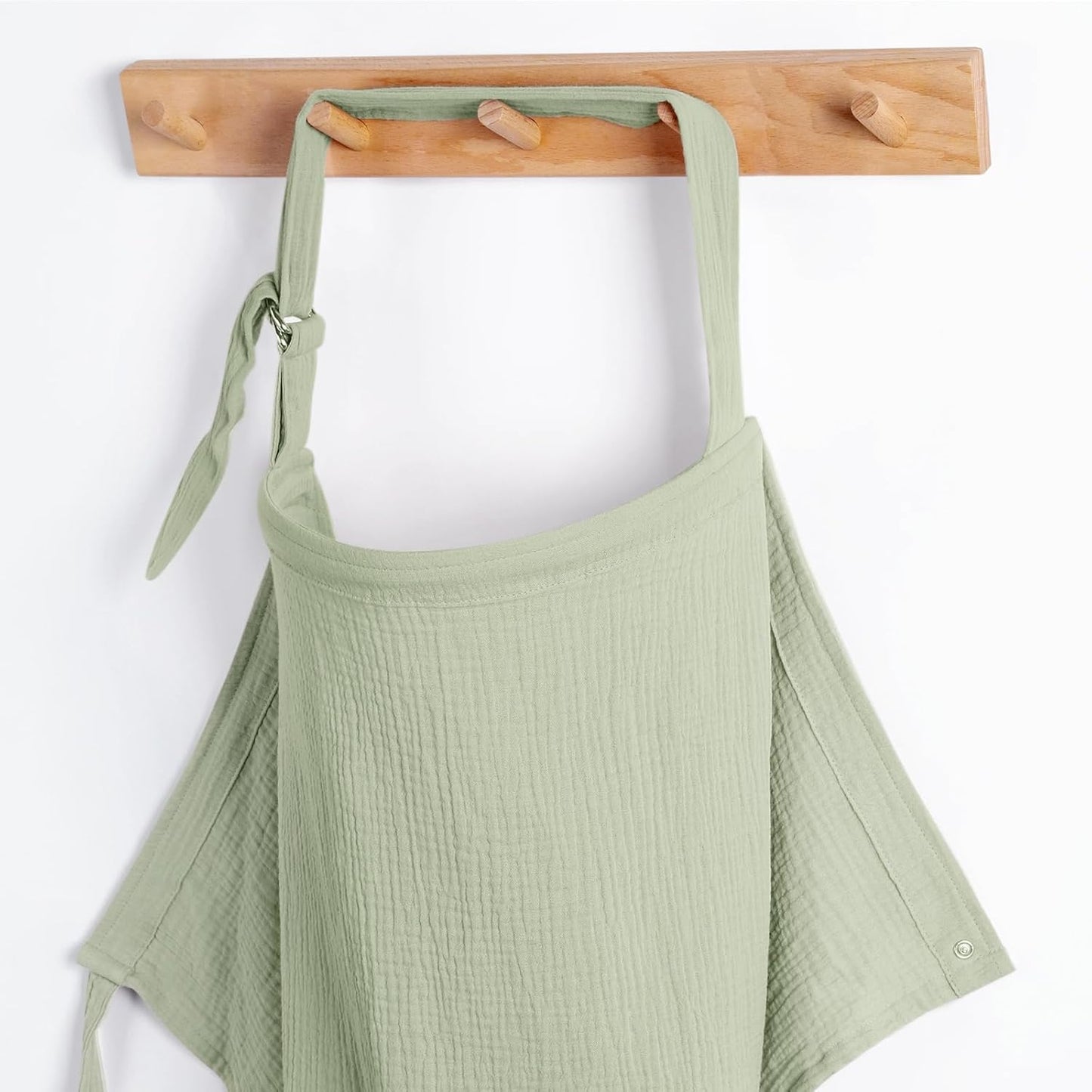 Blissful Diary Muslin Nursing Cover for Breastfeeding, Breathable Breastfeeding Cover up with Arch Neckline for Women, Nursing Apron(Sage Green)