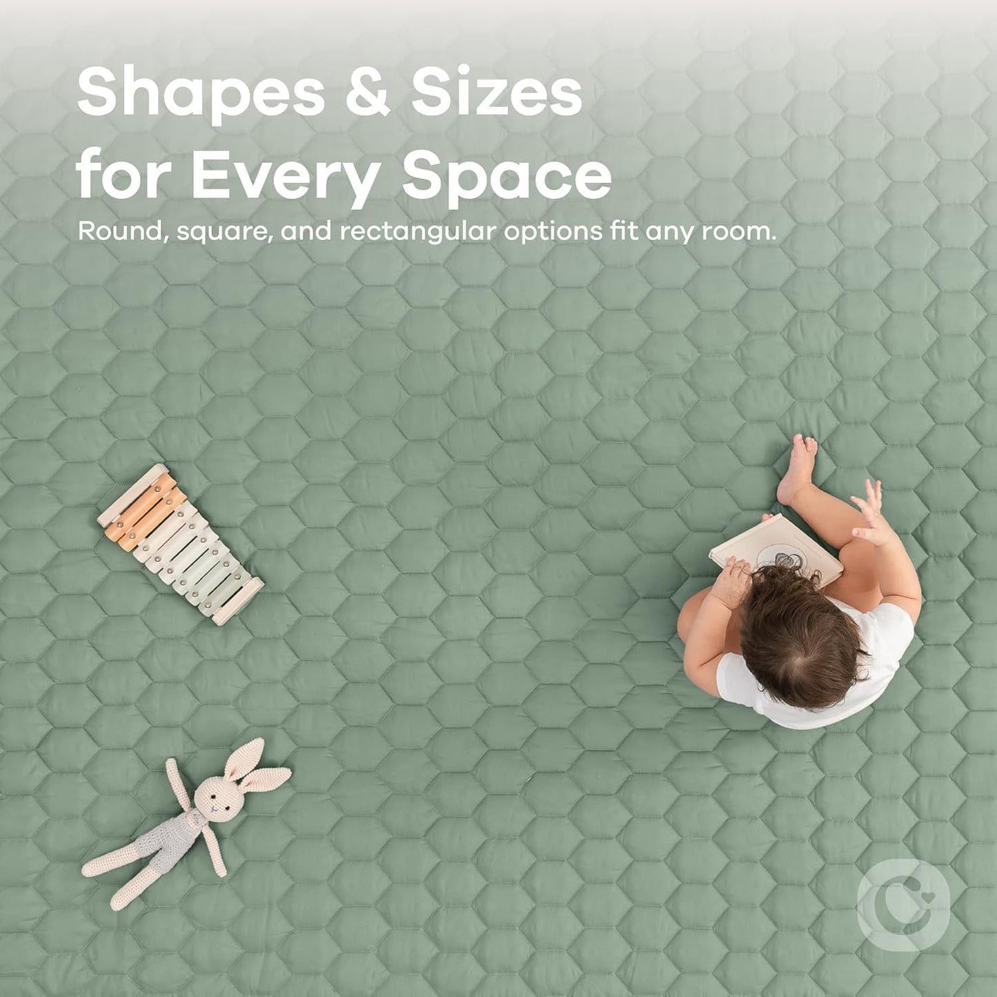 Comfy Cubs Round Kids Play Mat -Small 36 inches Soft Quilted Baby Floor Mat with Non-Slip Bottom - Plush Design for Toddlers' Playtime and Relaxation - Comfortable and Durable - Fern