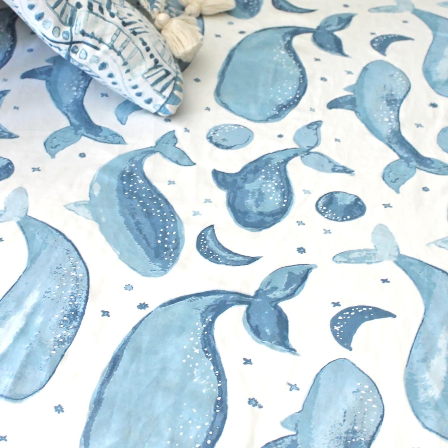 Crane Baby Ocean Crib Sheet, 100% Cotton Fitted Sheet, 28" x 52", Crib Sheets for Boys, Toddler Bed Sheets, Ocean Nursery Decor