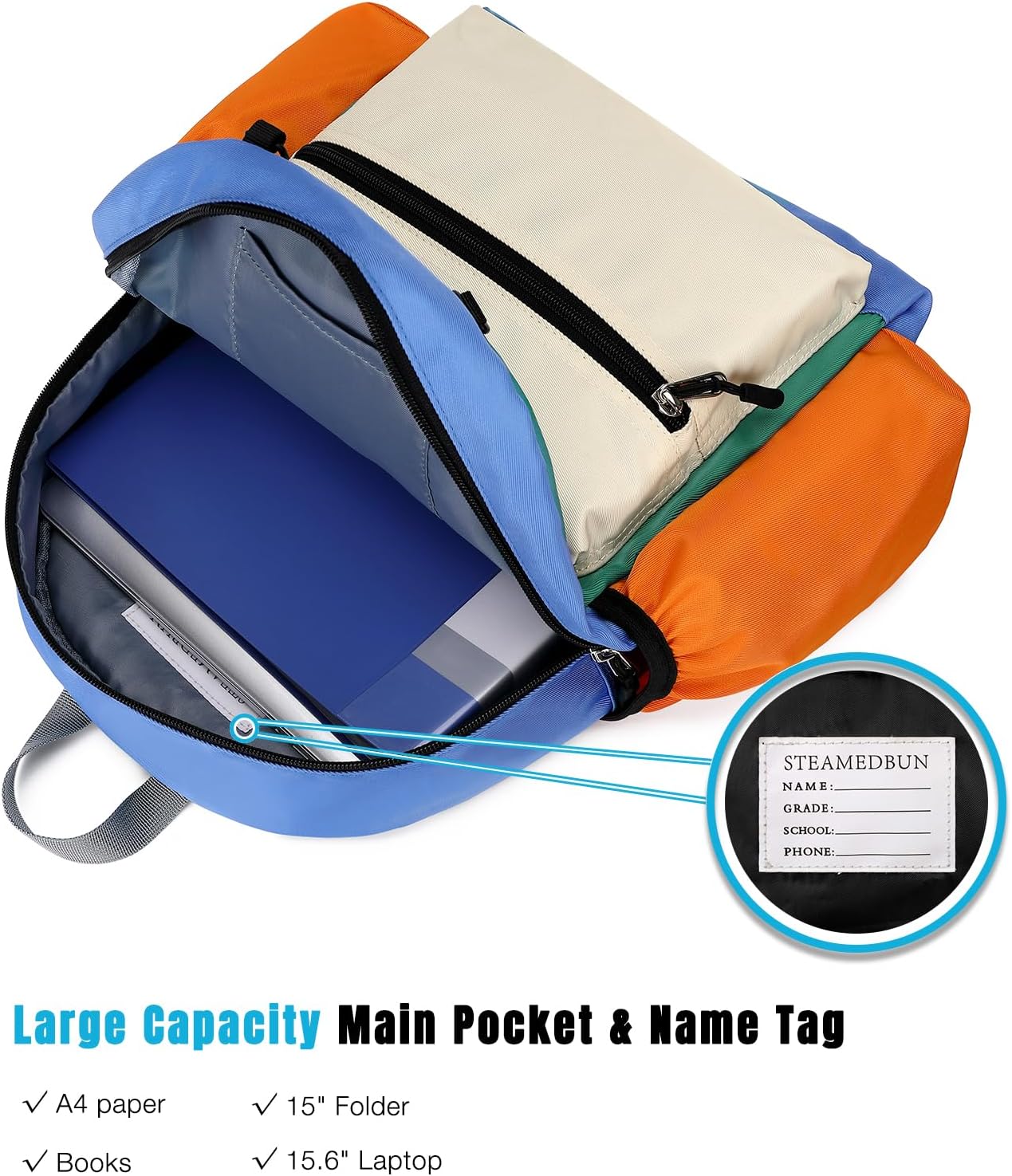 STEAMEDBUN Kids Backpack for Boys 4-6: Boys Backpacks for Elementary - 15 inch Backpack for Kindergarten