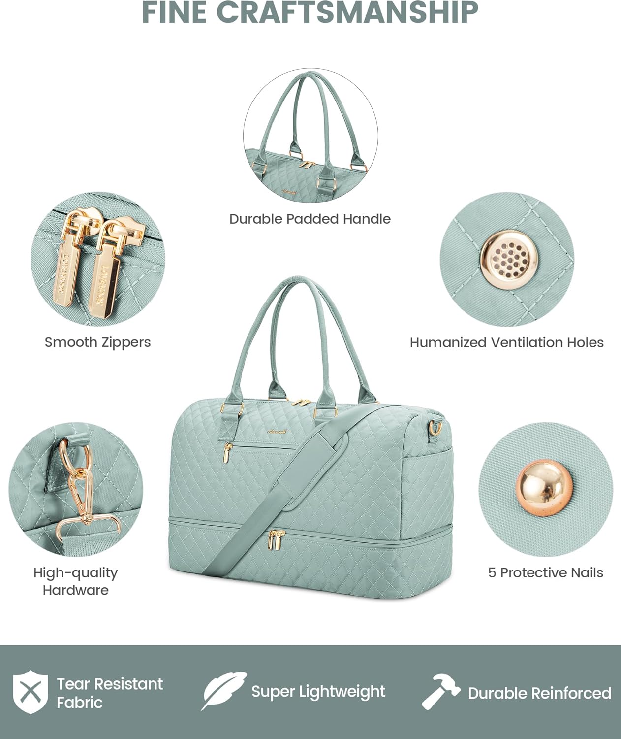 LOVEVOOK Travel Duffle Bag for Women, Weekender Overnight Bag with Shoe Compartment, Carry on Bag with Toiletry Bag, Gym Duffel Bag with Wet Pocket, Hospital Bags for Labor and Delivery 3 Pcs Set