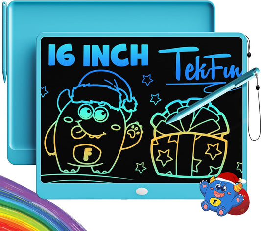 TEKFUN LCD Writing Tablet Doodle Board, 16 Inch Colorful Drawing Tablet Writing Pad, Toddler Toys for 3 4 5 6 7 8 9 Year Old Girls Boys Teen Adults, Birthday Gifts for Kids (Blue)