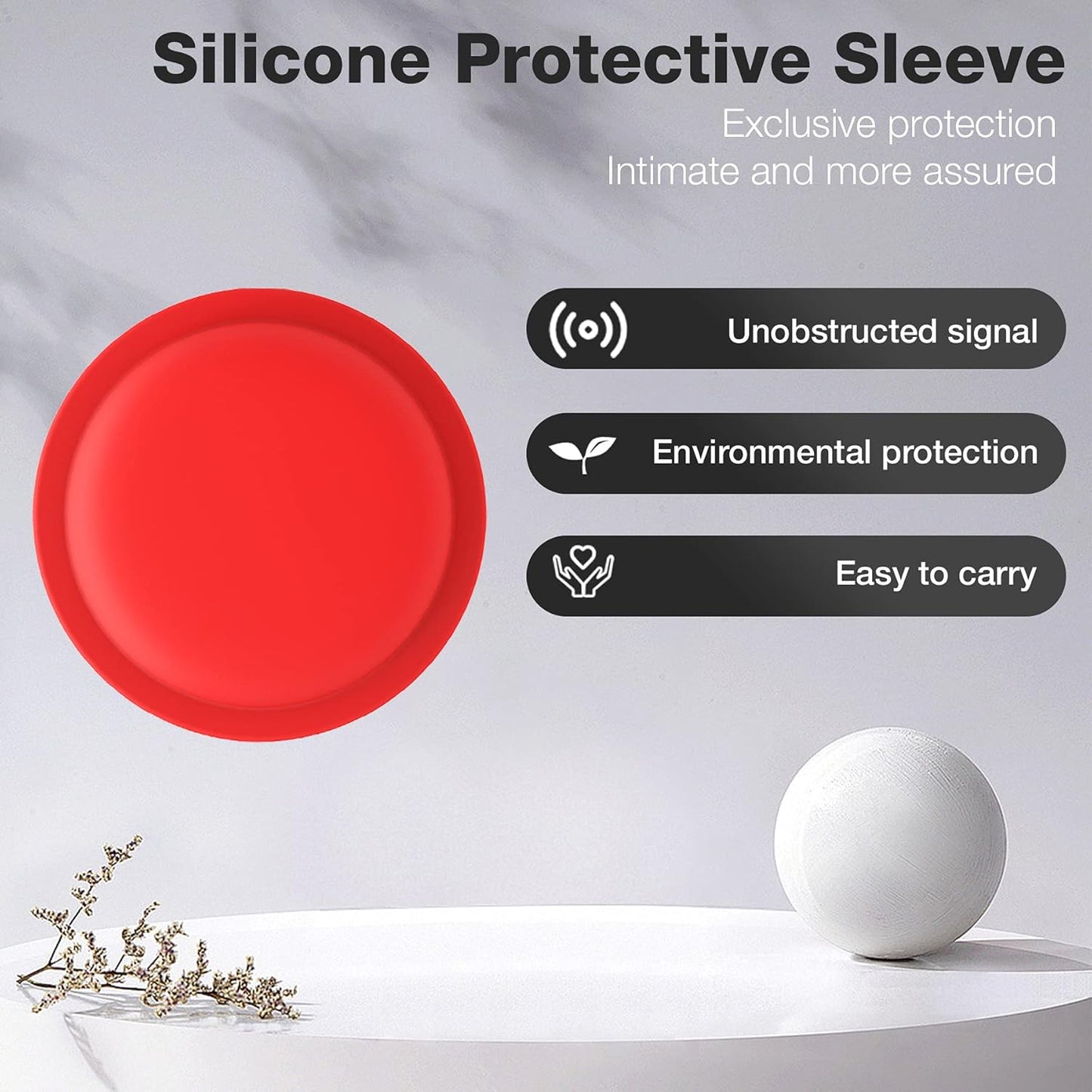 LiZHi Case for Apple Airtag Holder Airtag Case Cover Airtag Sticker Stick on Adhesive Mount Silicone for Tv Remote Car AirTag Phone Case 2 Pack,Red2