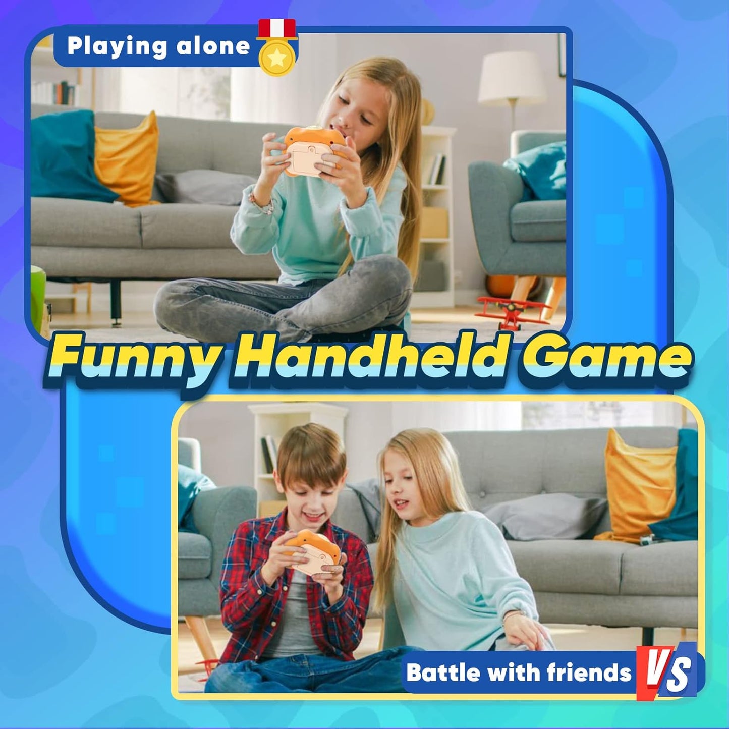 Handheld Game for Kids 6-12 with Lights and Sounds, Sensory Fidget Toys for kids 8-12, Birthday Gifts for 6 7 8 9 Year Old Girls & Boys & Teens -Orange