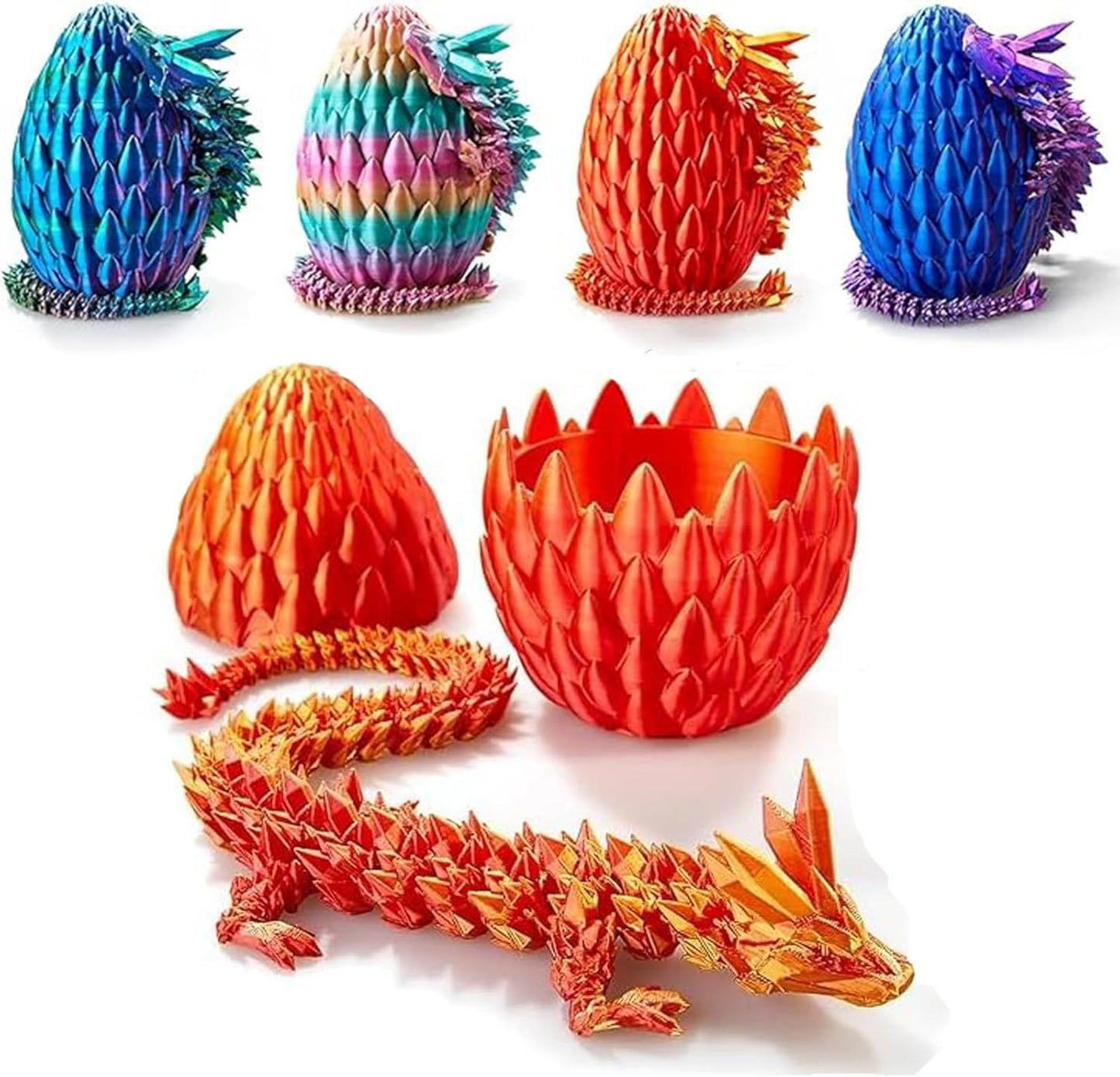 Dragon Egg,3D Printed Articulated Dragon,Dragon Eggs with Dragon Inside,Dragon Toy,3D Printed Dragon Egg Fidget Toys,New Full Articulated Dragon Crystal Dragon (Red)