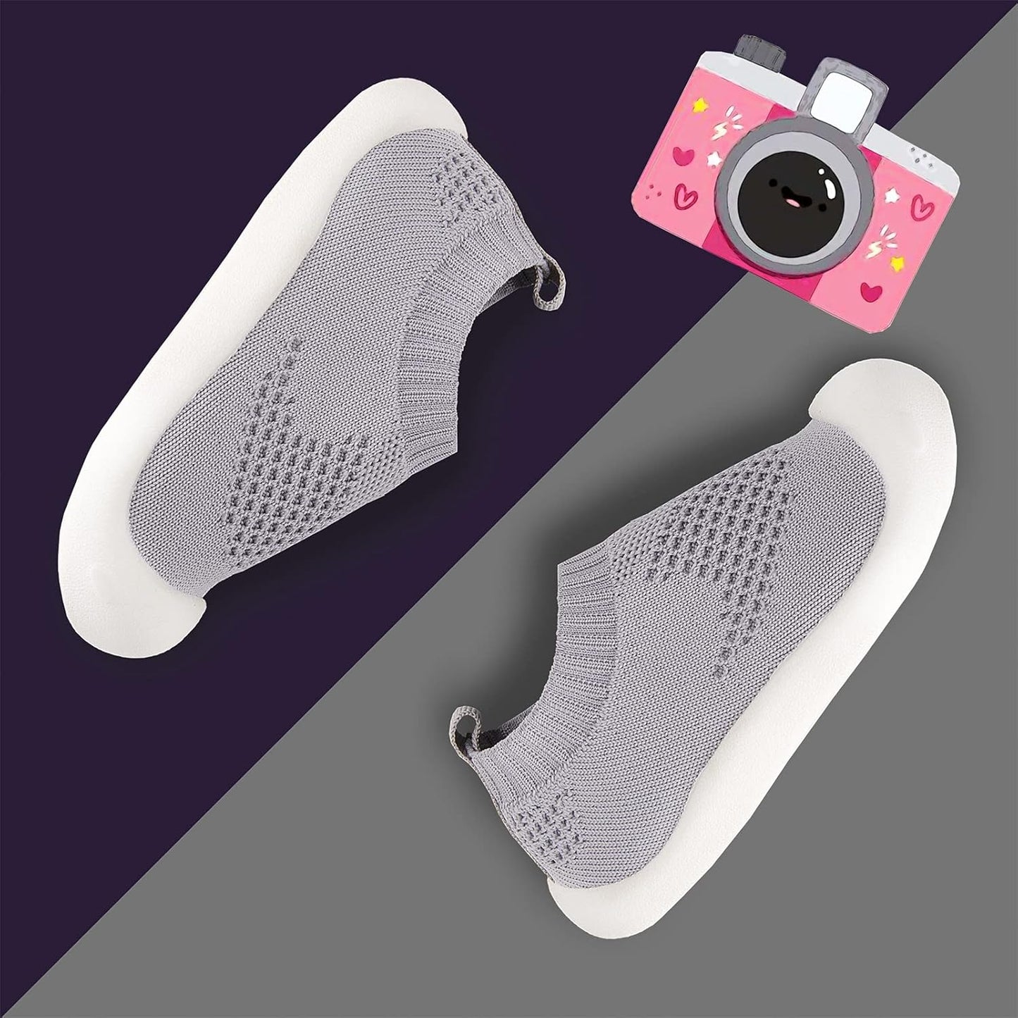 Baby First-Walking Shoes 1-4 Years Kid Shoes Trainers Toddler Infant Boys Girls Soft Sole Non Slip Cotton Canvas Mesh Breathable Lightweight TPR Material Slip-on Sneakers Outdoor