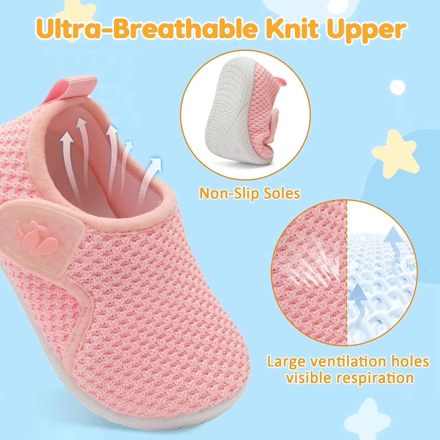 FEETCITY Toddler Walking Shoes Slip On Toddler Shoes Boys Girls Kids Sports Sneakers Casual School Shoes Barefoot Shoes