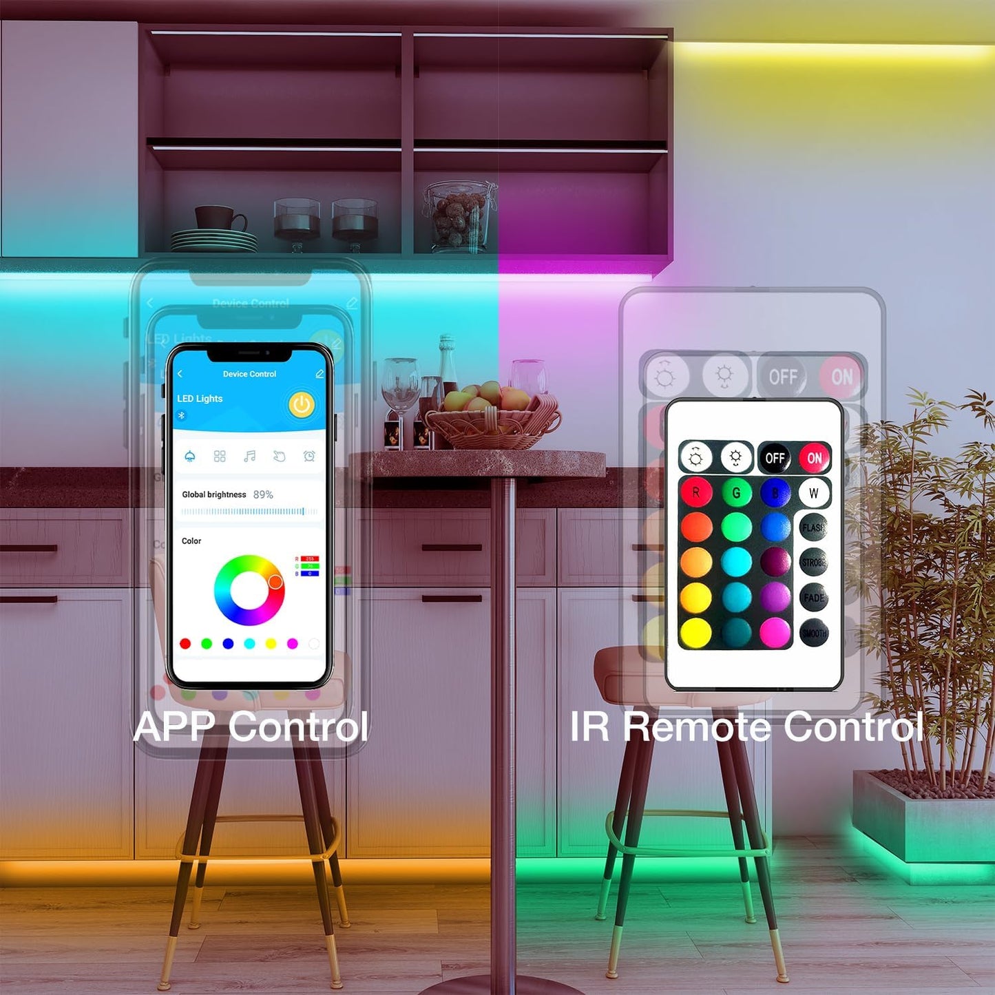 DAYBETTER Smart RGB Led Strip Lights, 200ft Led Lights for Bedroom with App Control, Multicolor Changing Led Light Strips Apply for Home Decor, Living Room, Kitchen, Home Party Decoration