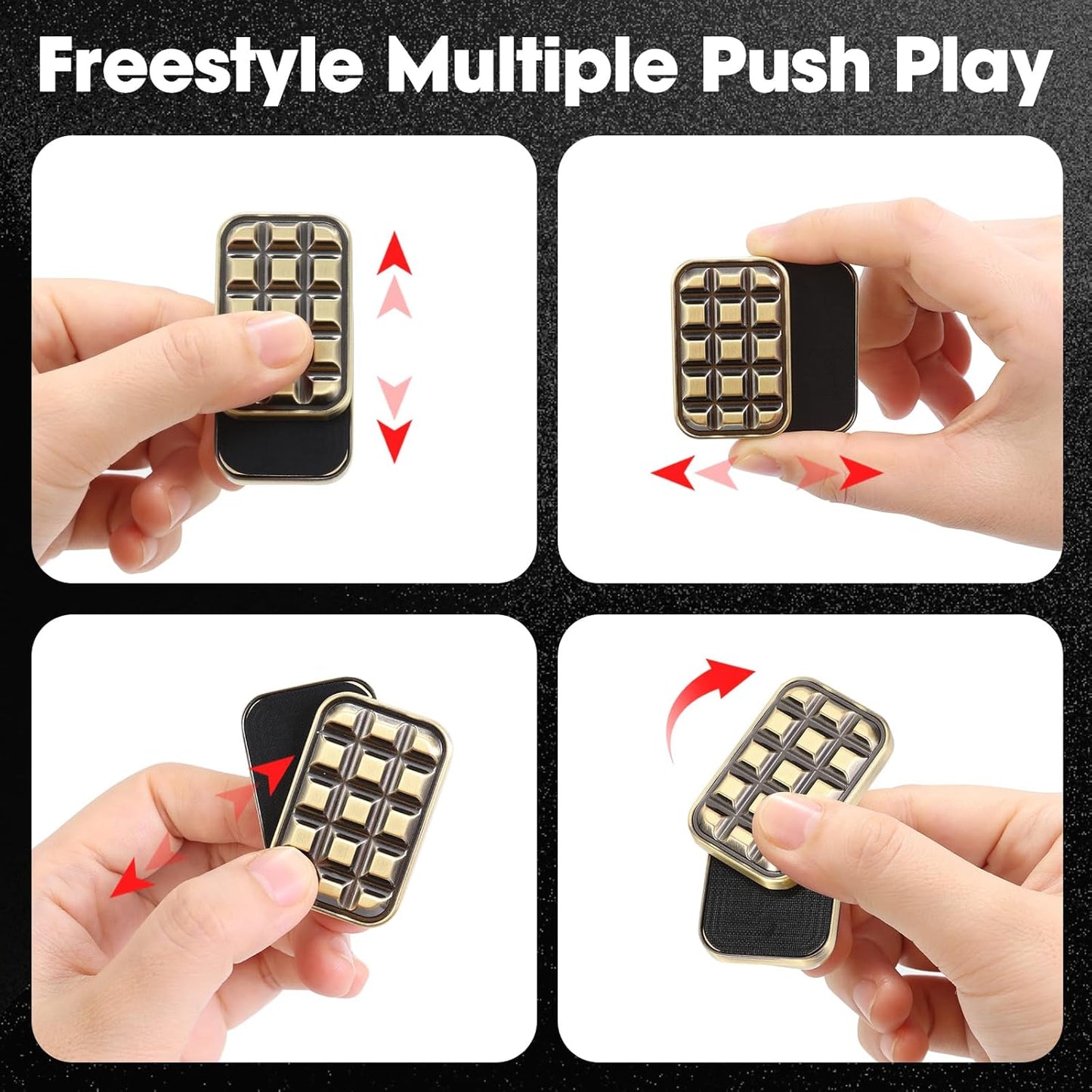 Fidget Slider for Adults - Brick Slider Metal Fidget Toys, Anxiety/ADHD/Annoy Relieving EDC Metal Fidget, Stress Reducing Toy - Gift for Adults & Teen (Metallic)