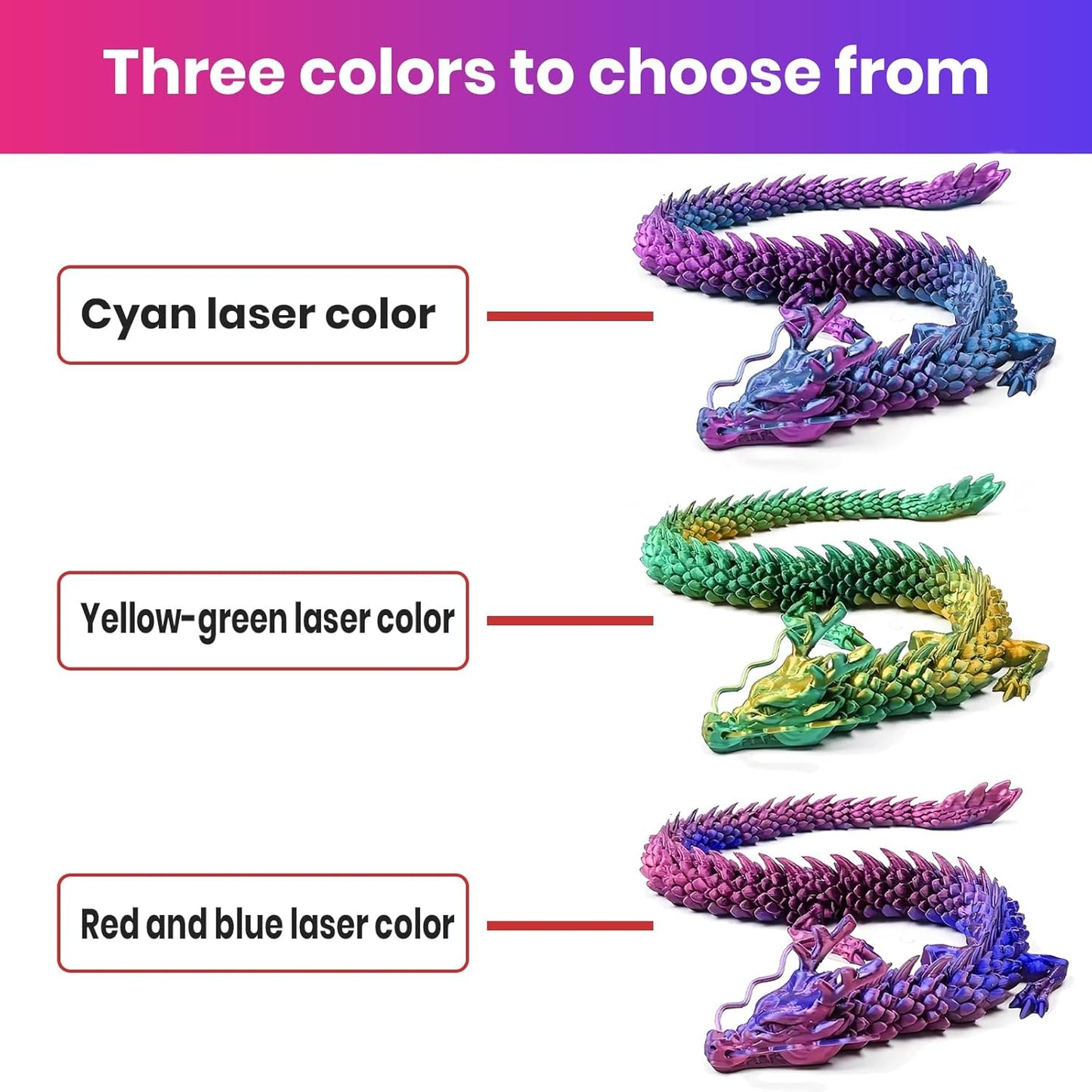 3D Printed Dragon,Chinese Dragon,Dragon Statue,Fidget Toys ,18 in,Fidget Toys for Autism/ADHD,3D Printed Present Toy, Executive Desk Toys,Home Office Decor