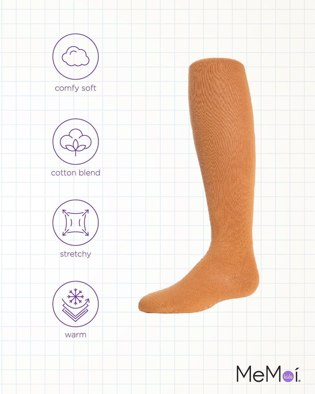 MeMoi Soft Pima Cotton Tights for Girls, Soft and Lightweight Opaque Tights for girls - Sizes 8 to 16