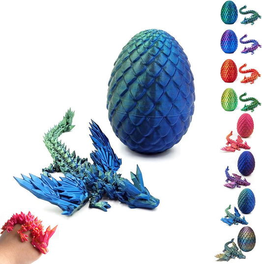 3D Printed Dragon-Flying Articulated Dragon|3D Printed Dragon Eggs with Dragon Inside|Eco-Friendly Crystal Dragon-Mystery Dragon Egg,Adults Fidget Toys for Autism ADHD (Flying Dragon/Laser Blue)