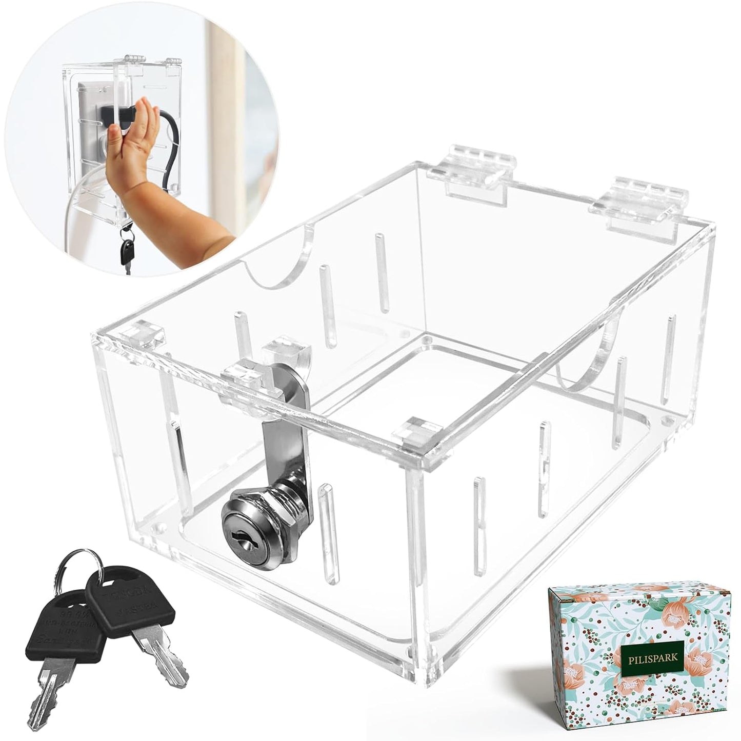 Baby Safety Outlet Cover Box, Outlet Covers, Plug Covers for Electrical Outlets, Socket Covers for Outlets Fit 5.9