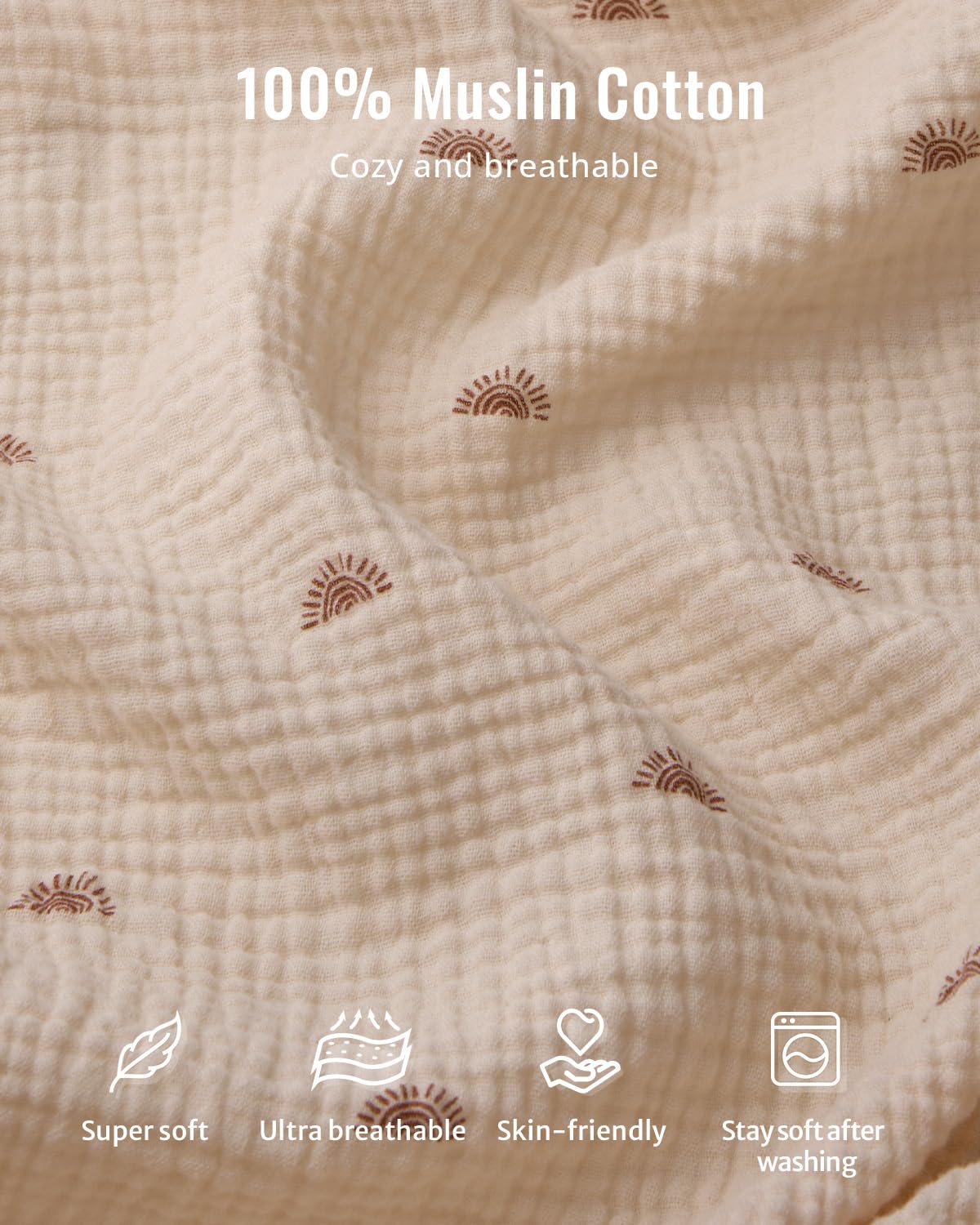 Blissful Diary Muslin Baby Changing Pad with Waterproof Lining Foam, Diaper Changing Table Pad with Cover for Dressers (Sunshine, Rectangular)