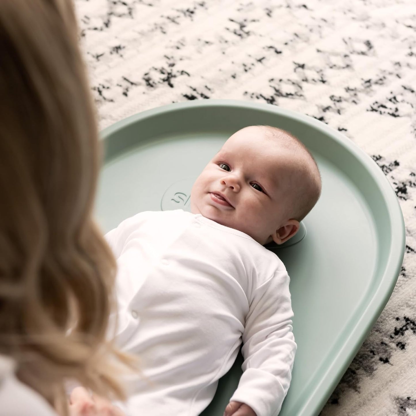 Squishy Changing Mat - Baby Changing Diaper Pad, Wipeable Easy-to-Clean Nappy Station, Warm-to-Touch Surface, Non-Slip Base, No Covers Needed - Eucalyptus