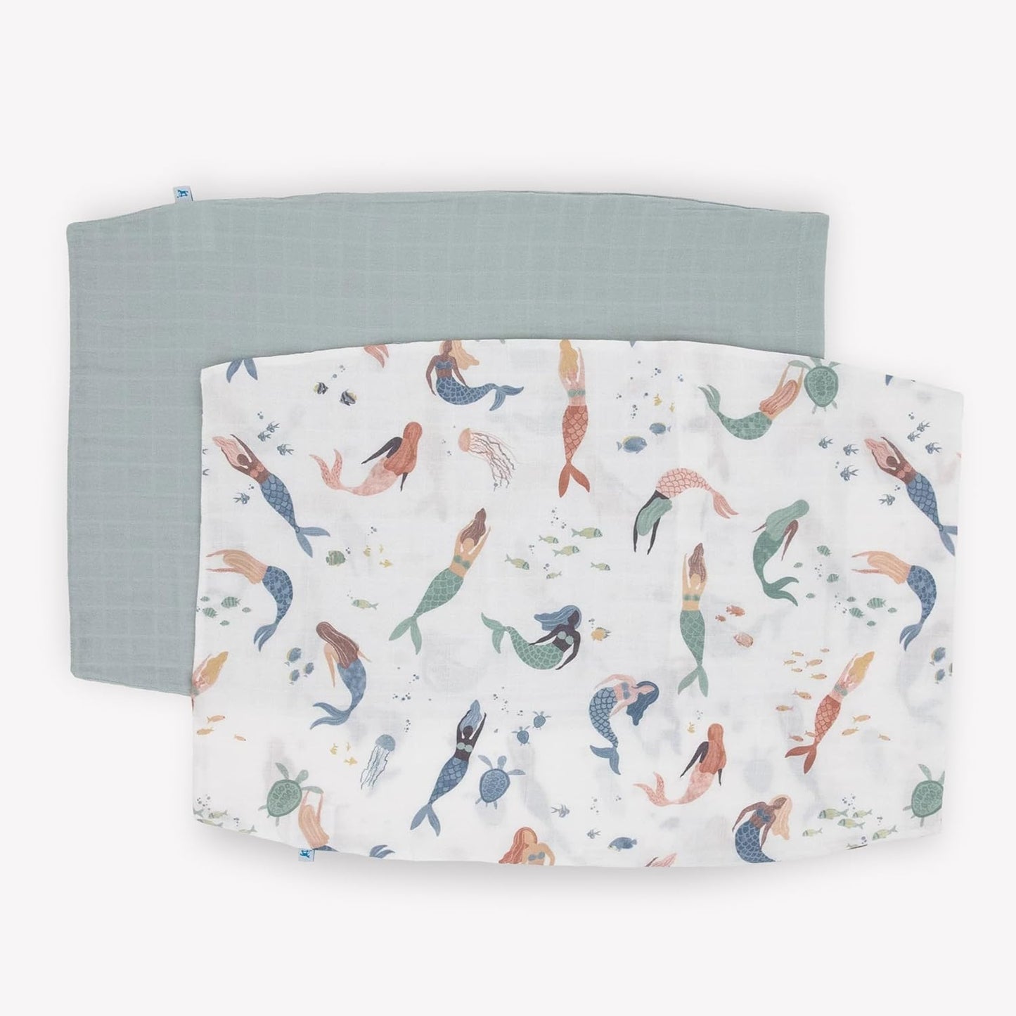 Little Unicorn Standard Pillowcase 2 Pack | Super Soft & Breathable Muslin Fabric | Snug Envelope Closure (Mermaid Party)