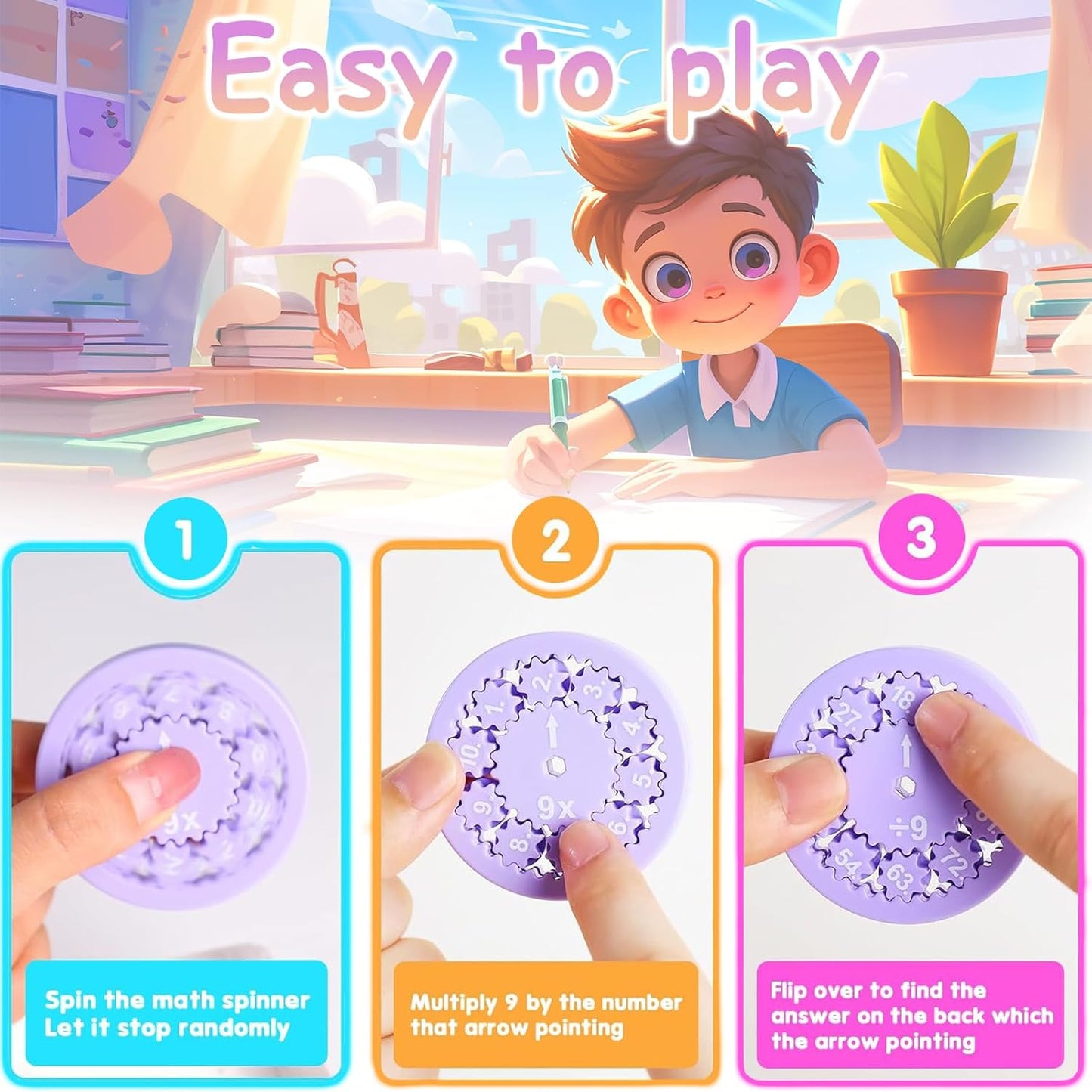 Math Fidget Spinners, Math Fact Fidget Spinners, Division and Multiplication on One Fidget, Math Fidget Toy, Fidgeters Who are Learning Math (Multiply Or Divide 9pcs)