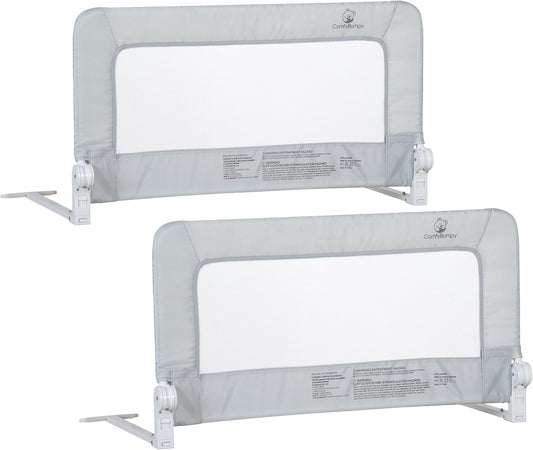 ComfyBumpy 2-Pack Bed Rail for Toddlers 35.5" L x 19.5" H | Toddler Bed Rails for Twin, Full & Toddler Mattress Size | Swing Down Rail Guard | Mattress Side Rail for Kids | Gray