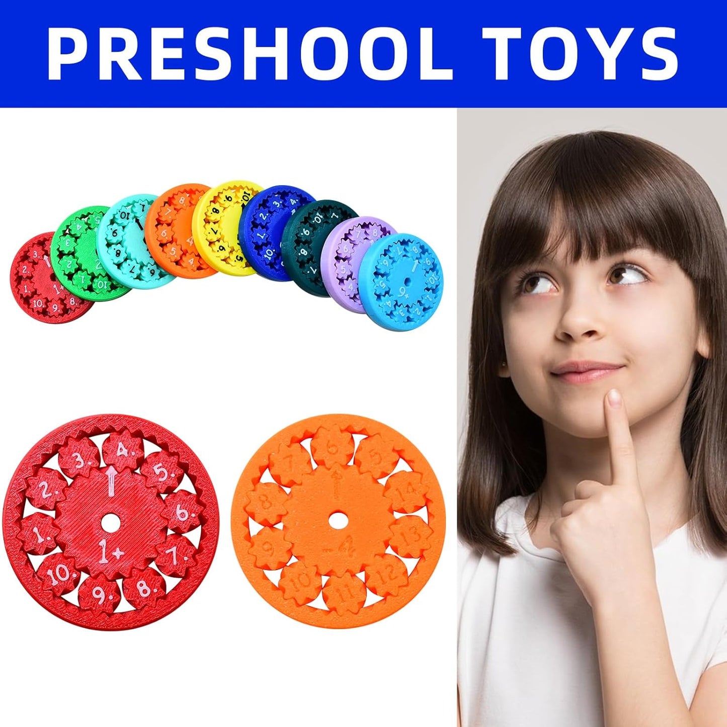 Math Fidget Spinners,Funny Educational Math Fact Tools,Math Learning & Education Toys Game,Creative Gift (9 PCS-Addition & Subtraction)