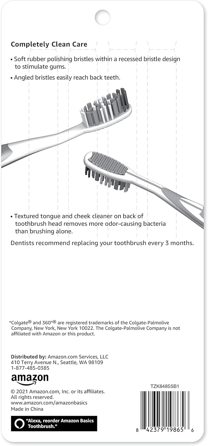Amazon Basics Orbit Toothbrushes, Soft, Full, 4 Count, Assorted Colors (Previously Solimo) (Pack of 3)