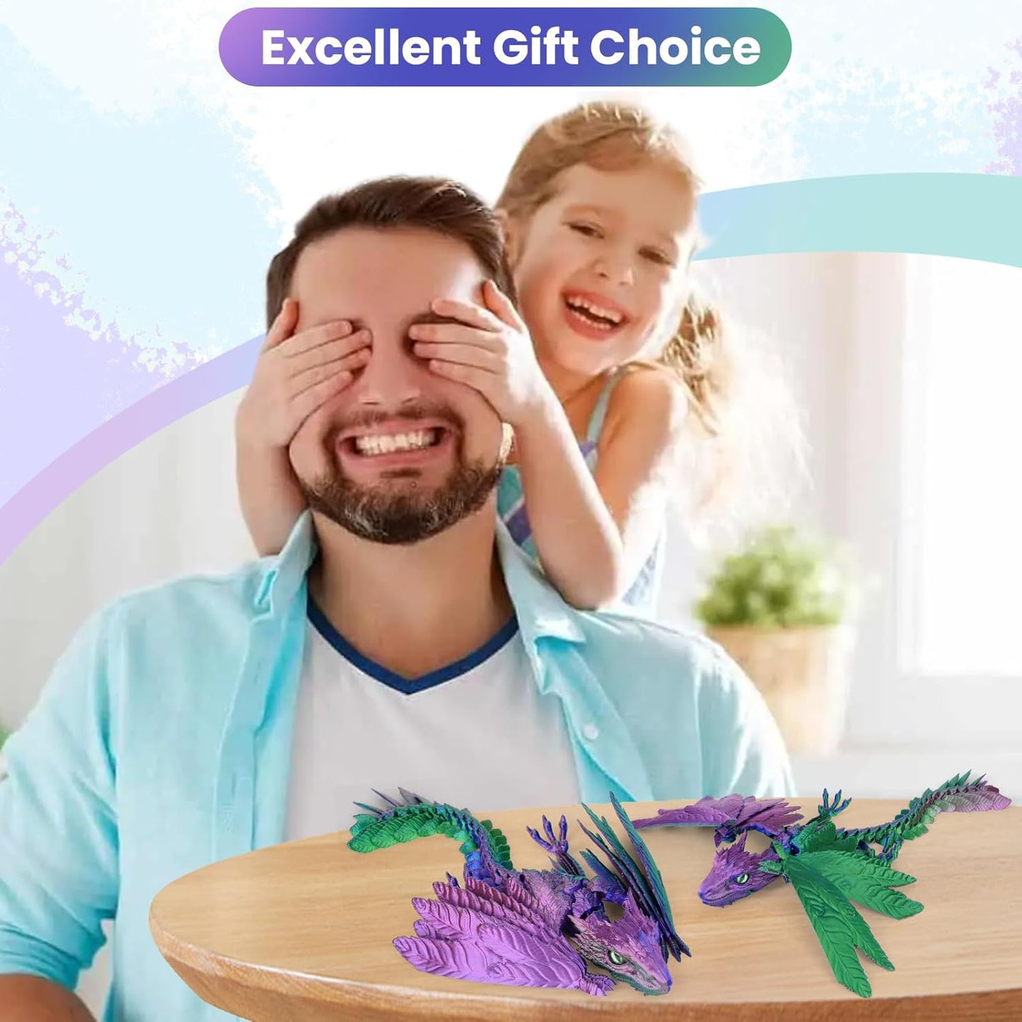 3D Printed Dragon with Egg,3D Printed Animals Toy,3D Printed Flexible Dragons,Crystal Dragon Fidget Toys,Full Articulated Dragon Crystal Dragon ,Adults Fidget Toys for Autism ADHD,Home Office Decor