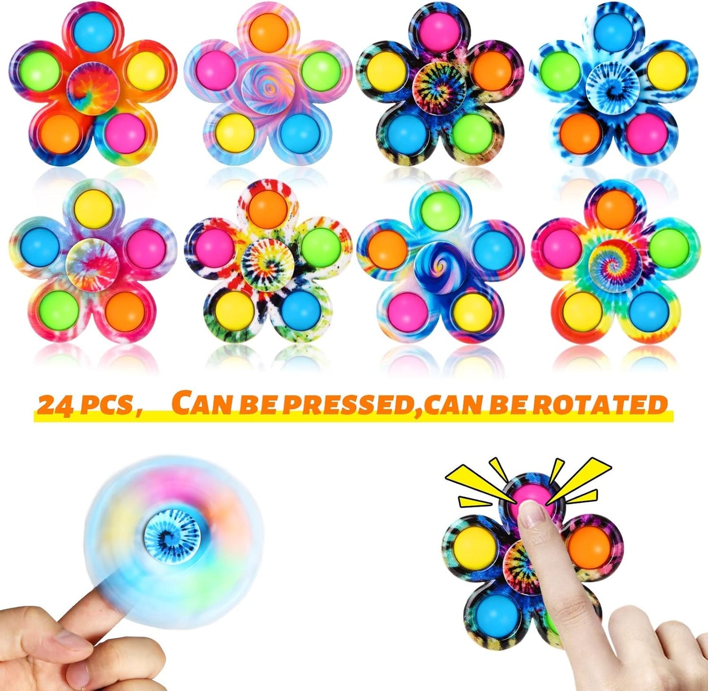 SCIONE 24 Pack Party Favors Fidget Spinners for Kids 4-8 8-12, Goodie Bags Stuffers for Kids 3-5, Pop Fidget Toys Bulk Classroom Prizes for Girls Boys, Toddler Birthday Party Return Gifts