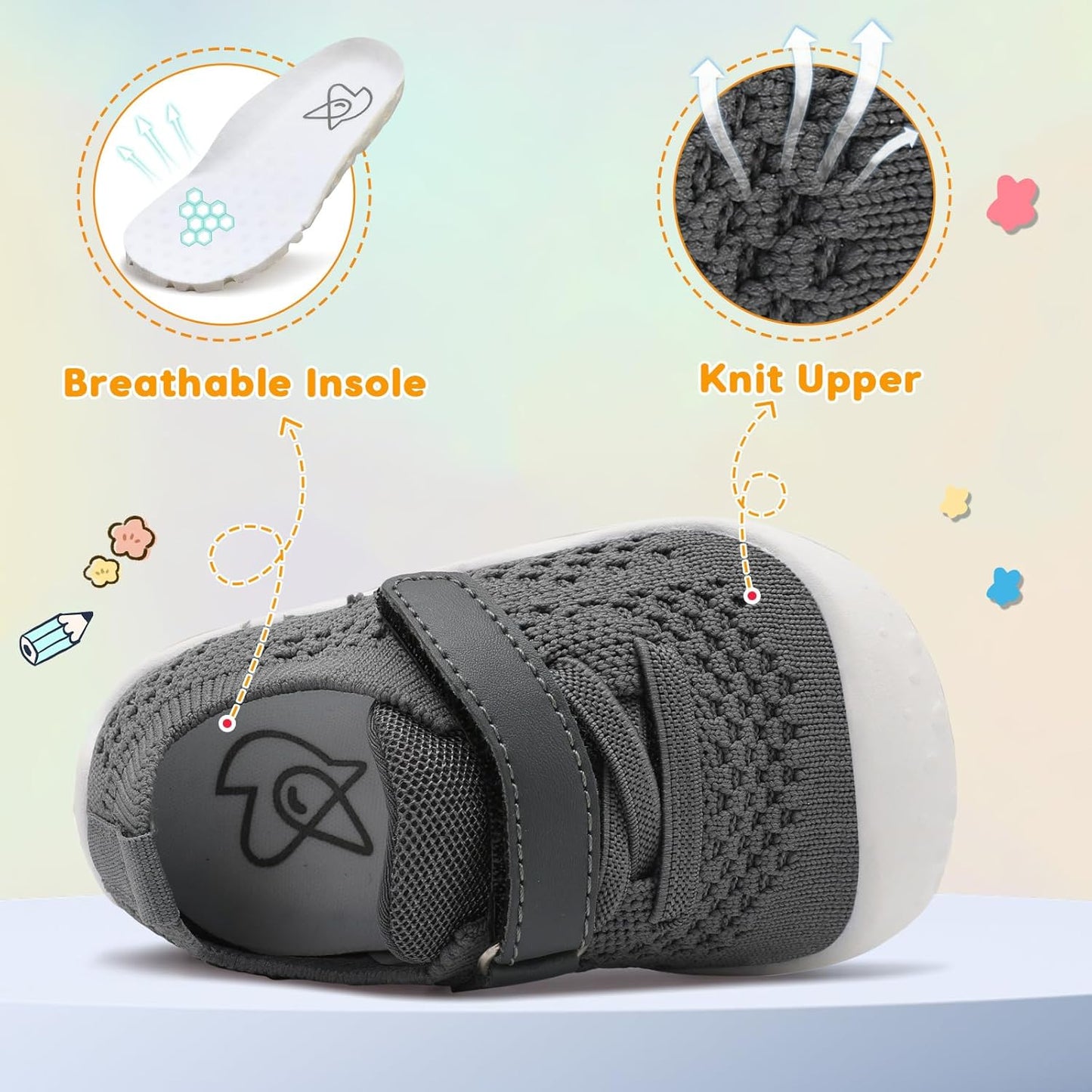 LeIsfIt Baby Shoes Girls Boys First Walking Shoes Infant Sneakers Crib Shoes Lightweight Non-Slip Shoes