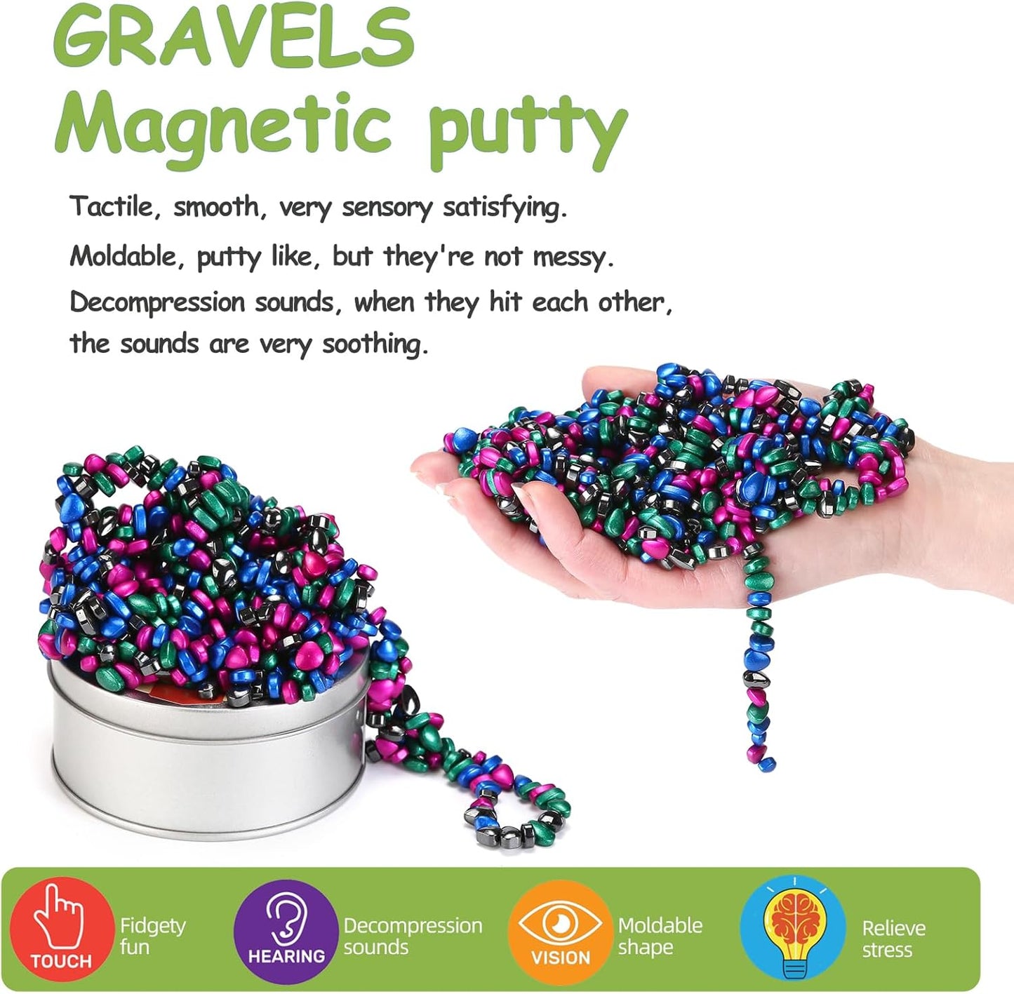 550pcs Multicolor 4 in 1 Magnet Balls Desk Toys for Adults, Ferrite Crags Magnetic Putty Desk Fidget Toys for Office