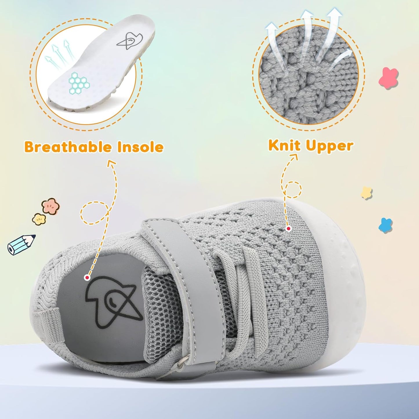 LeIsfIt Baby Shoes Girls Boys First Walking Shoes Infant Sneakers Crib Shoes Lightweight Non-Slip Shoes