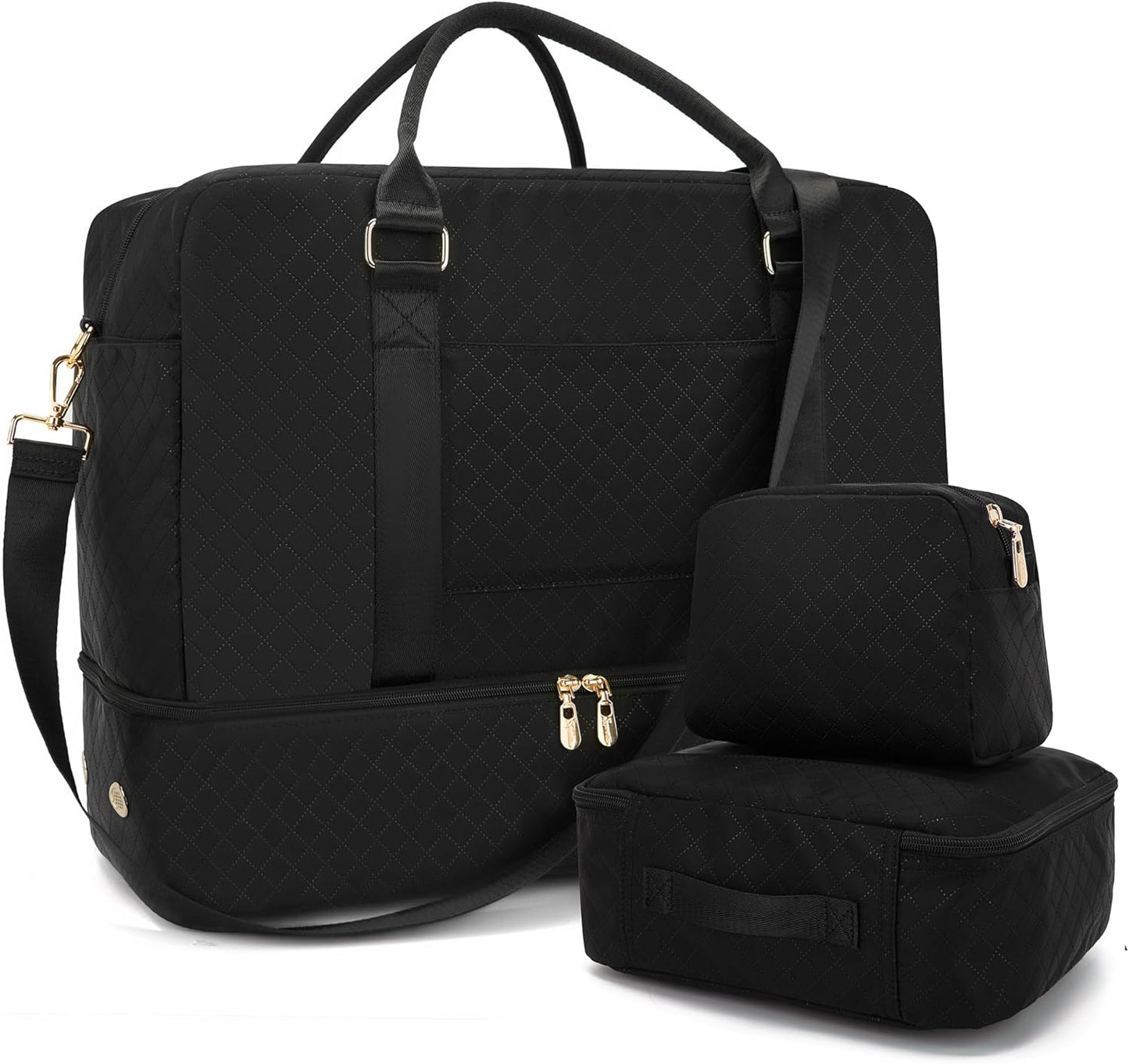 Soperwillton Women Travel Duffel Bags Carry On Overnight Bag with Shoe Compartment & Toiletry Pouch Gym Bag with Wet Pocket