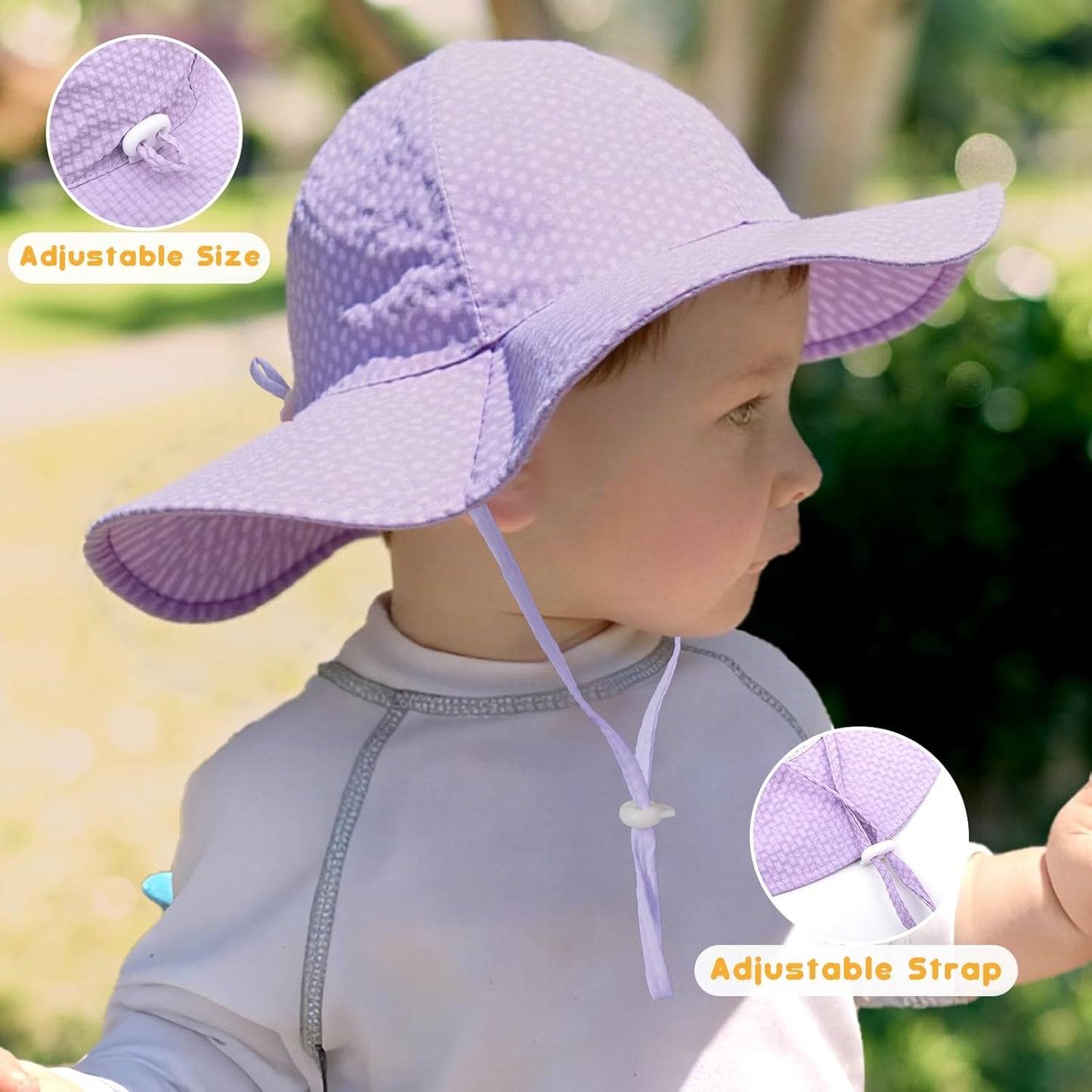 HONGTEYA Baby Sun Hat Toddler Girl Beach Hat Adjustable Outdoor Summer Hat UPF 50+ Sun Protection Wide Brim Infant Kids