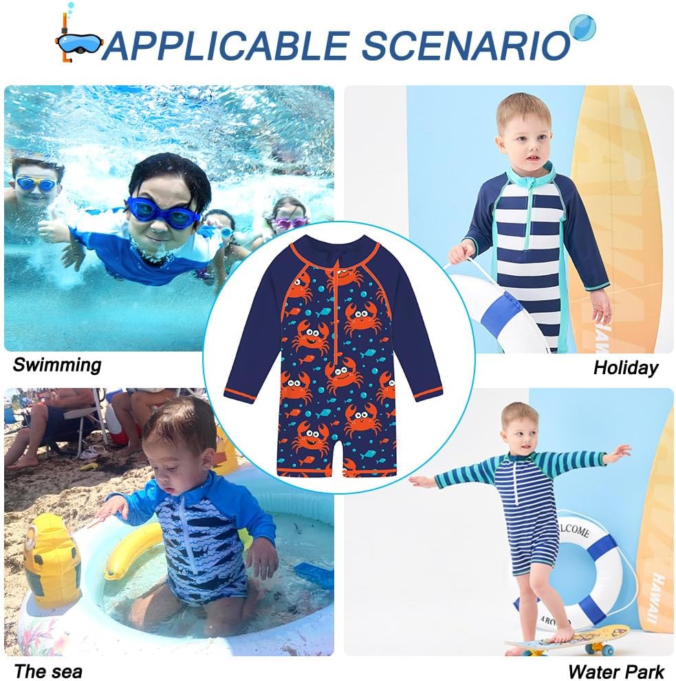 Funnycokid Baby Swimsuit Boy Toddler Bathing Suit Rash Guard UPF 50+ Swimwear 6 Months-4T
