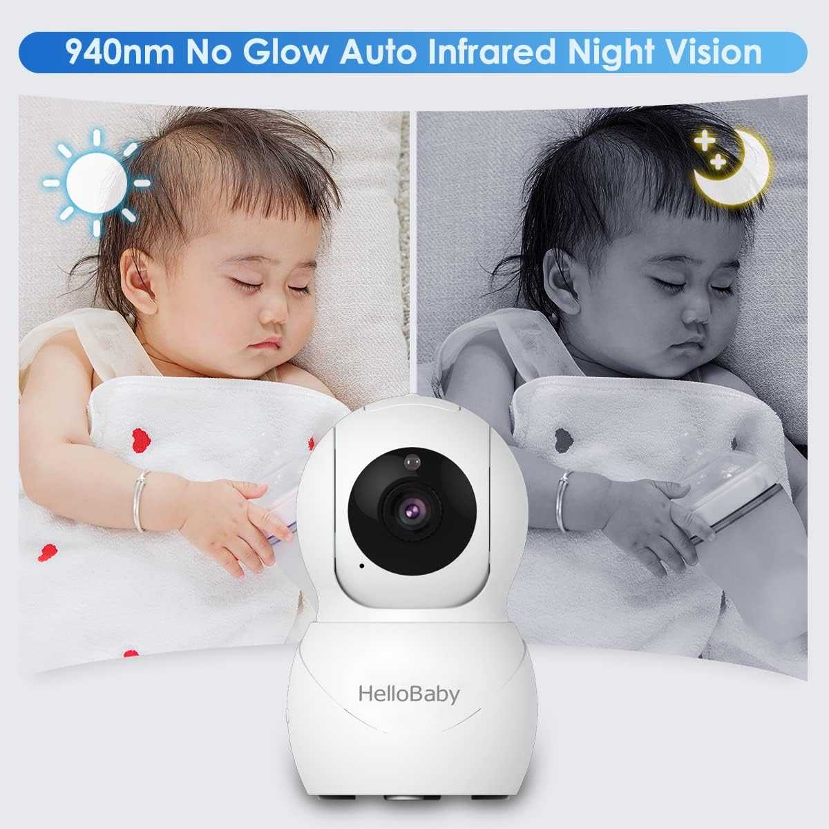 HelloBaby Monitor with Camera and Audio, IPS Screen LCD Display Video Baby Monitor No WiFi Infrared Night Vision, Temprature Screen Lullaby, Two Way Audio and VOX Mode (HB66pro)