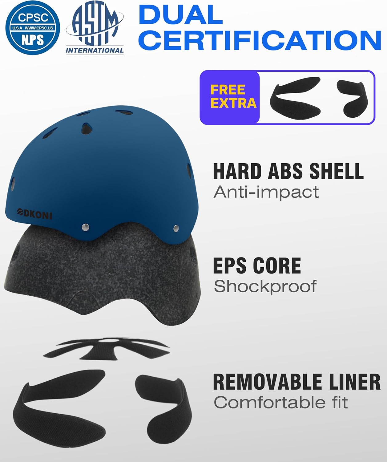 Kids Bike Helmet, Adjustable and Multi-Sport, from Toddler to Youth, 3 Sizes