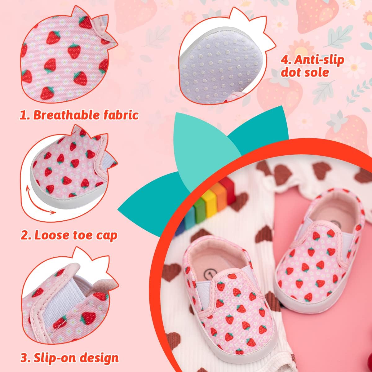 Morbido Infant Baby Boys Girls Canvas Sneaker Toddler Slip On Anti Skid Newborn First Walkers Candy Shoes for 0-18 Months