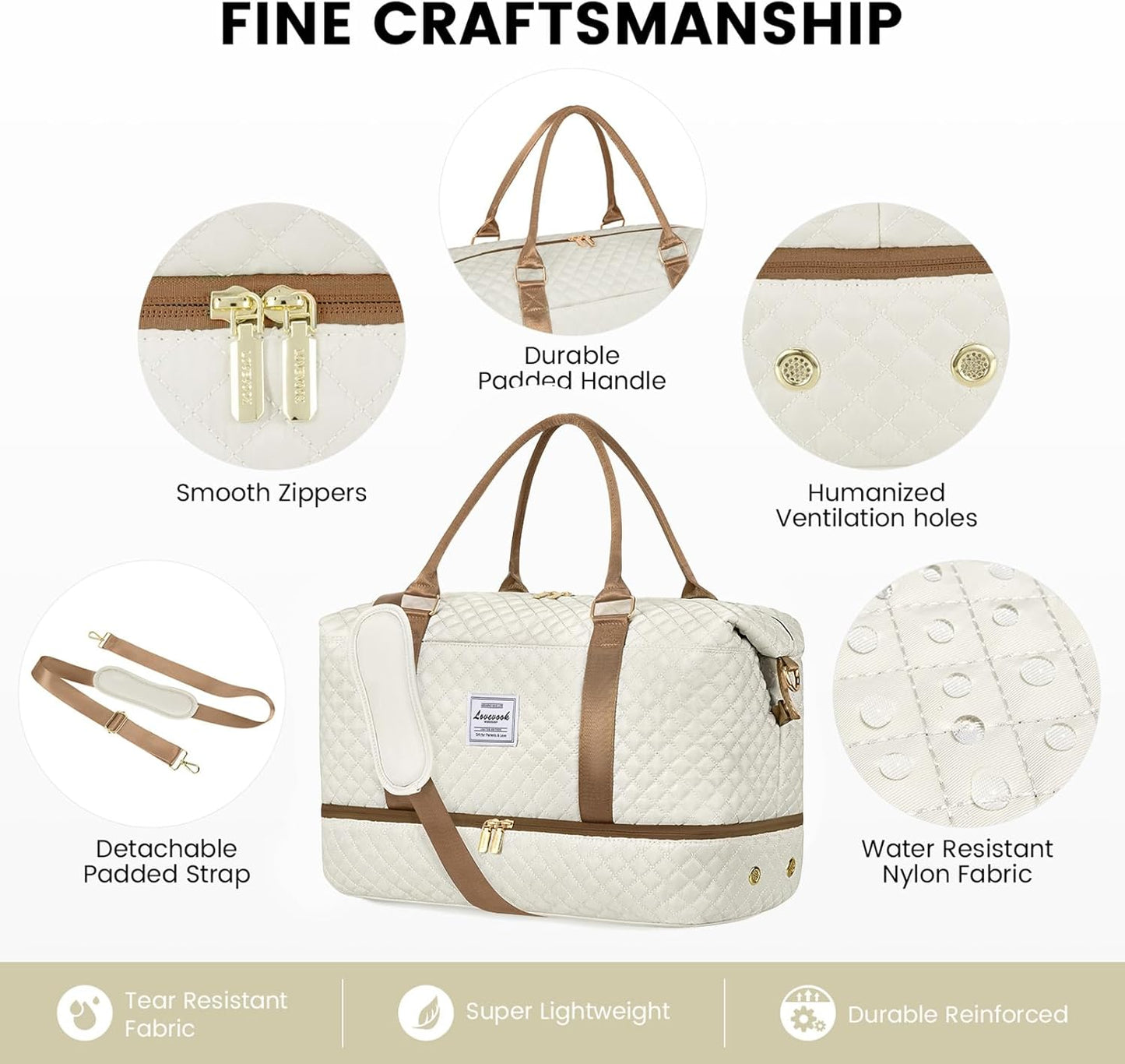 LOVEVOOK Travel Duffle Bag,Weekender Bags for Women with Shoe Compartment，Carry on Overnight Bag with Toiletry Bag,Gym Duffel Bag with Wet Pocket, Hospital Bags for Labor and Delivery