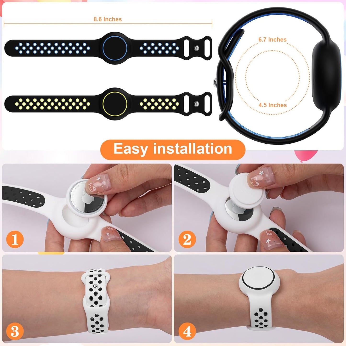 Waterproof Bracelet Compatible with AirTag for Kids (2 Pack), Protective Case GPS Tracker Holder for Child with Full Coverage Hidden Design, Soft Silicone Anti-Lost Wristband Cover for Toddler BBBY